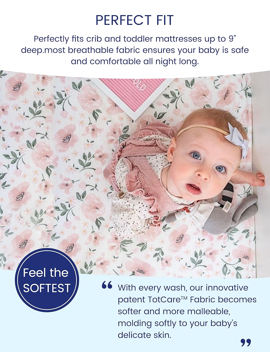 TotAha Premium Stretchy Crib Sheets 2-Pack - Hypoallergenic Silky Comfort Buttery Soft