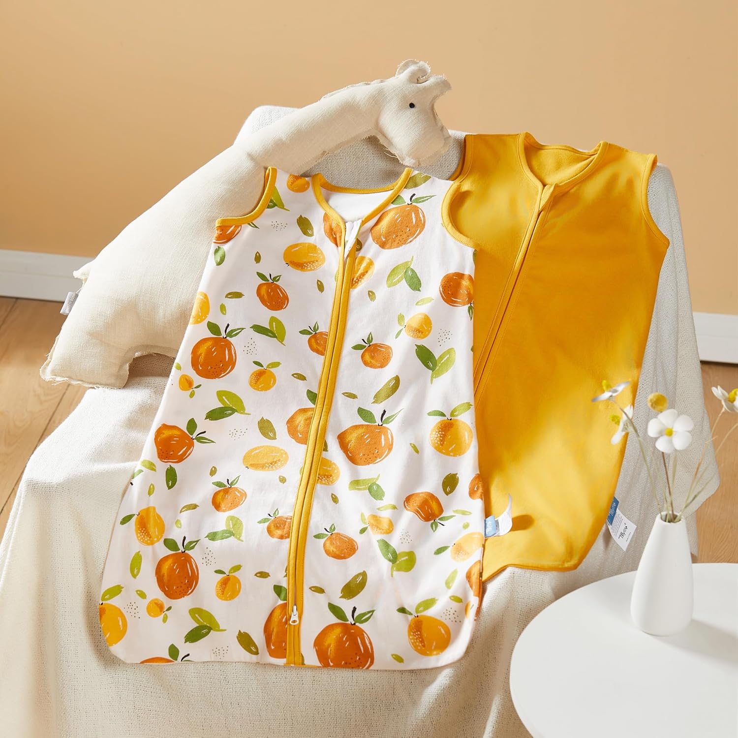 TILLYOU 0-6 Months Sleep Sack 2 Pack with 2-Way Zipper