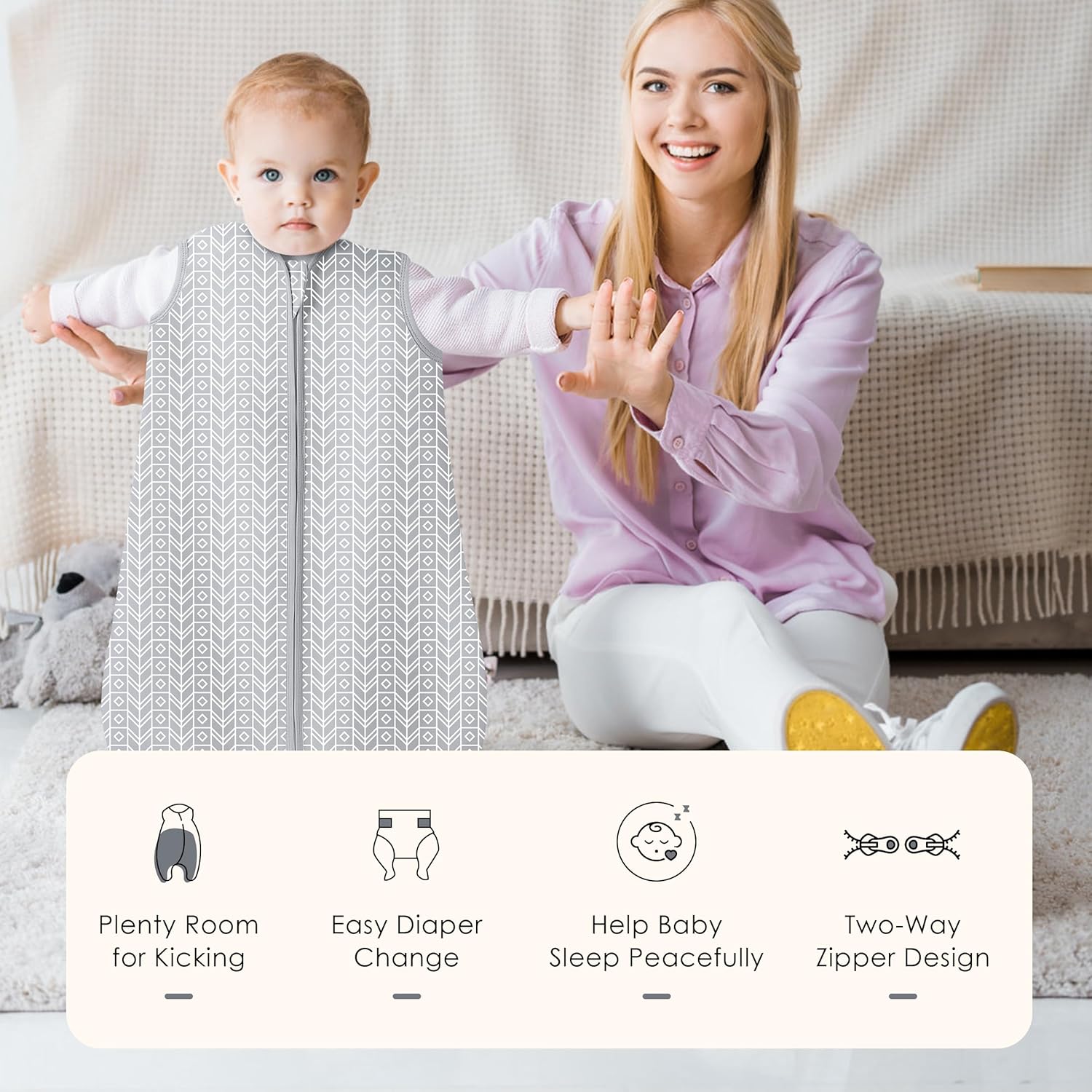 SWEET DOLPHIN 3-Pack Baby Sleep Sacks 0-6 Months