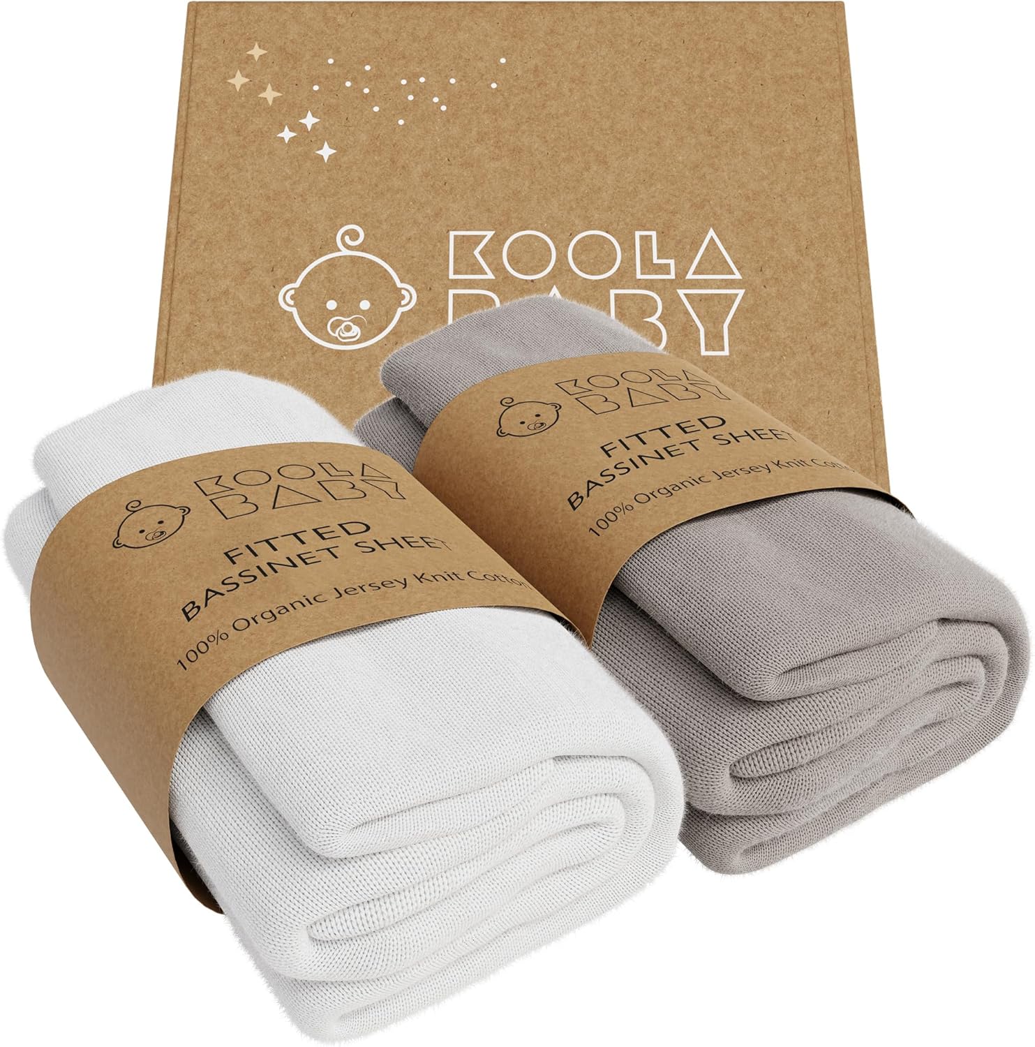 KoolerThings Bassinet Sheets - 2 Pack White Grey