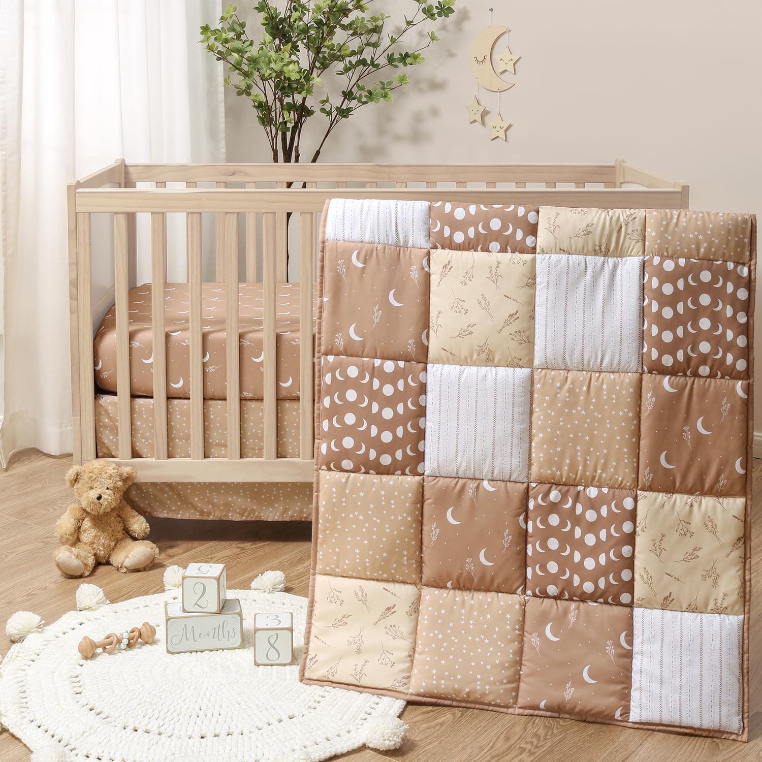 The Peanutshell 3-Piece Crib Bedding Set - Boho Celestial