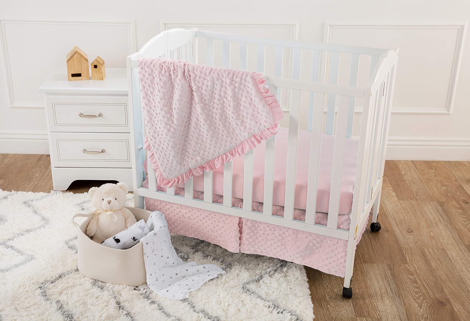 American Baby Company Heavenly Soft Minky Dot Crib Bedding Set Pink 1