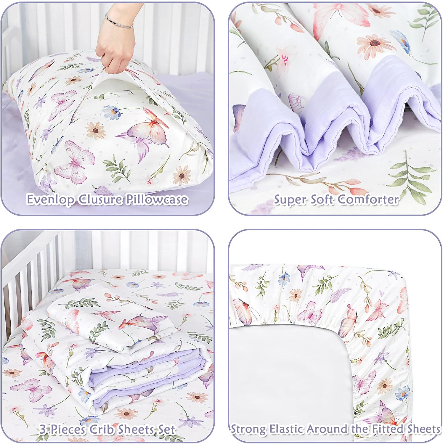 Pea Pod Muslin Bedding Set 3-Piece for Baby Toddler
