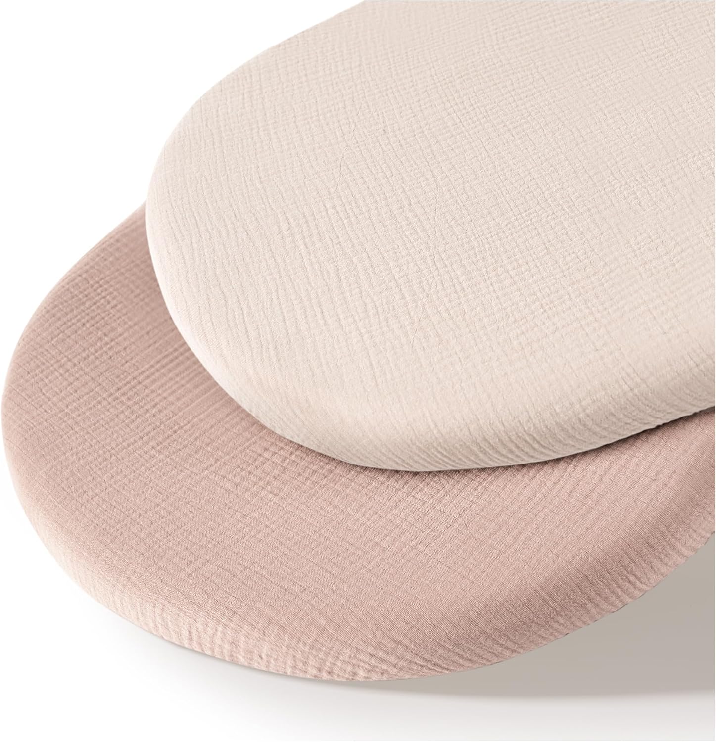 MairMore Muslin Bassinet Sheets 2-Pack Ivory Pink