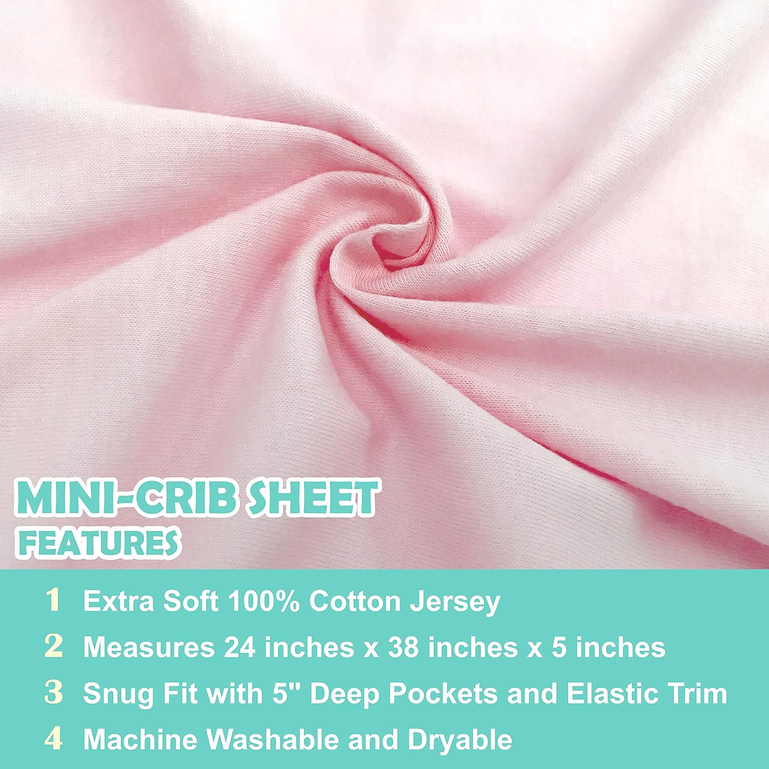 American Baby Company 100 Cotton Mini Crib Sheet 38x24 Baby Pink