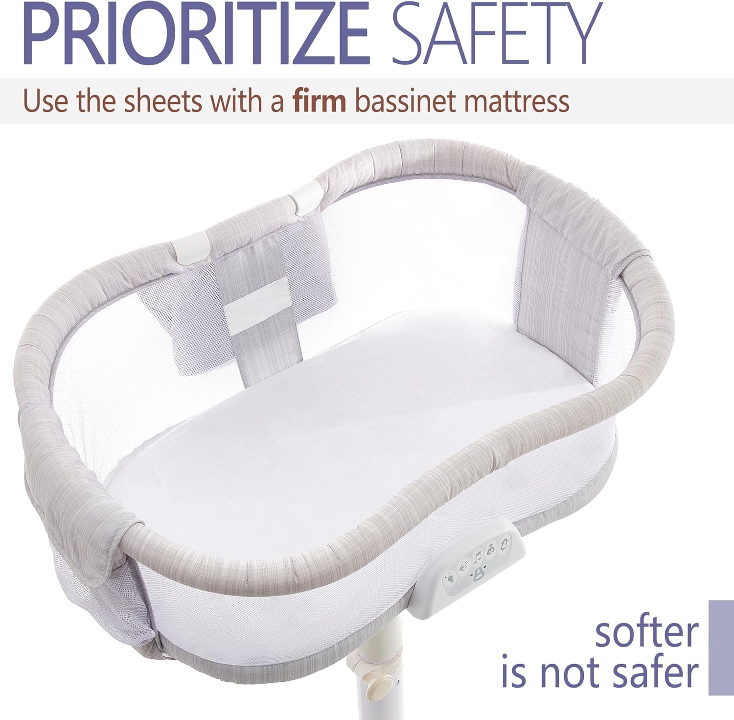 VOLHACO Bassinet Sheets 3-Pack White