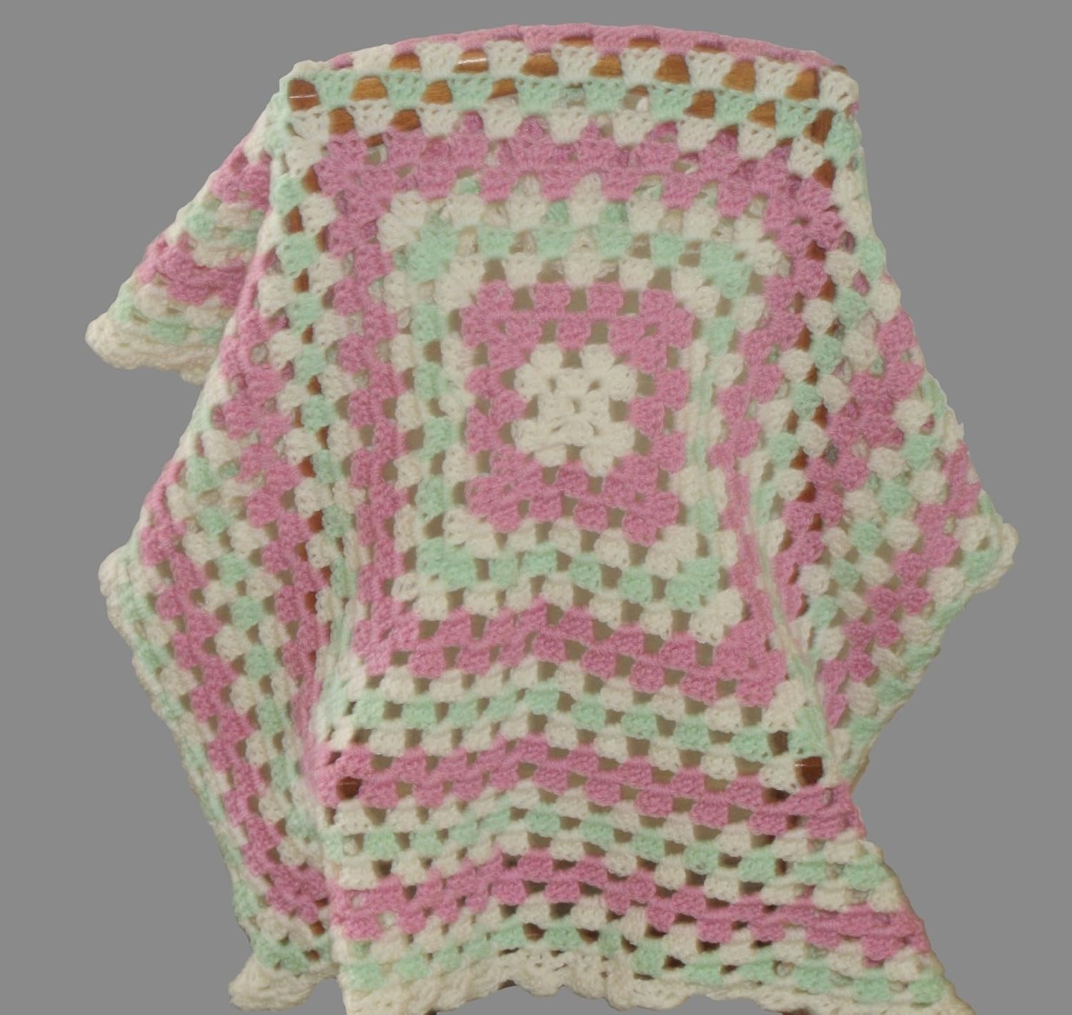 Pink Mint Ivory Baby Girl Crochet Blanket