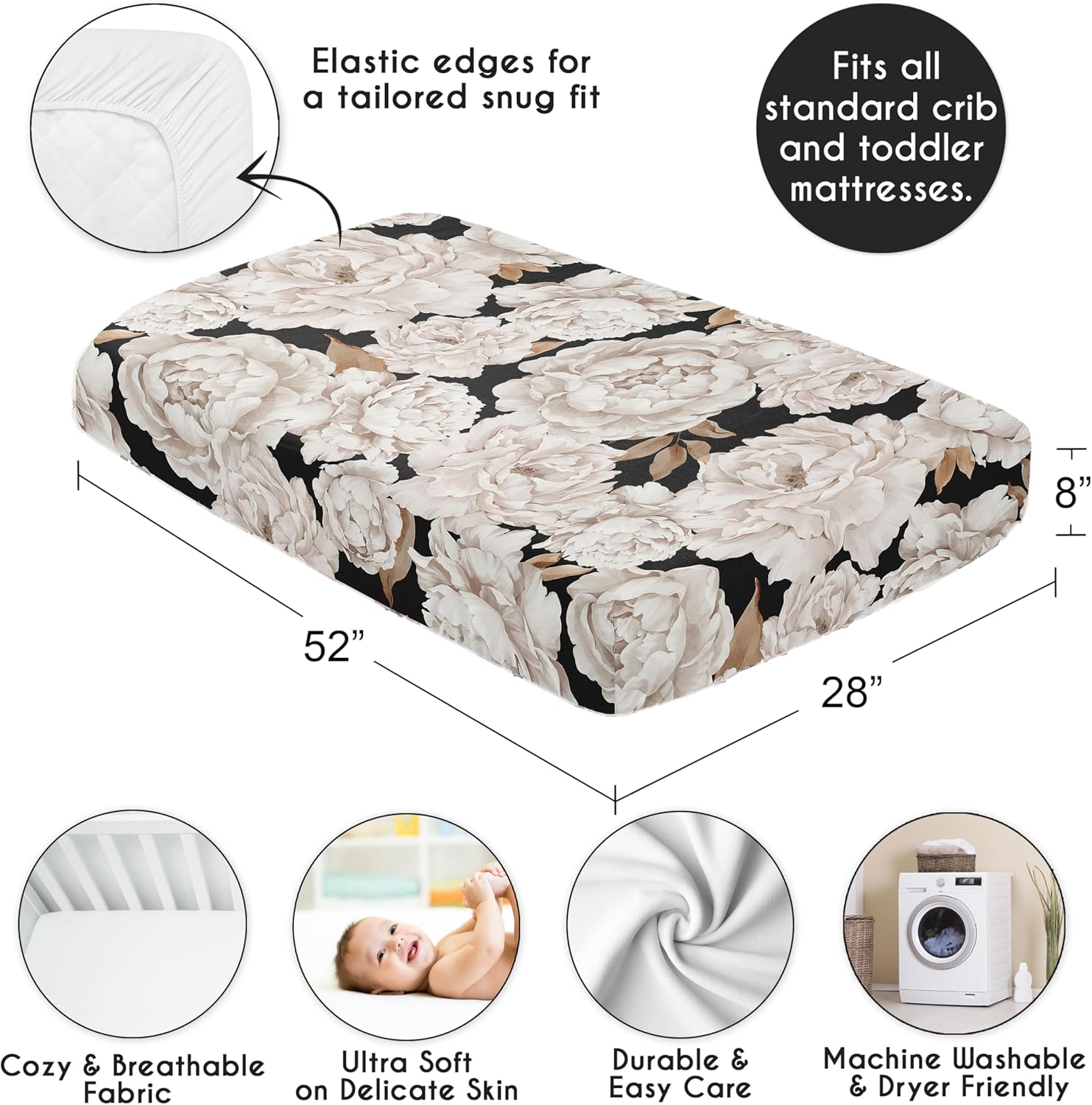 Sweet Jojo Designs Fitted Crib Sheet - Shabby Chic Boho Floral 1