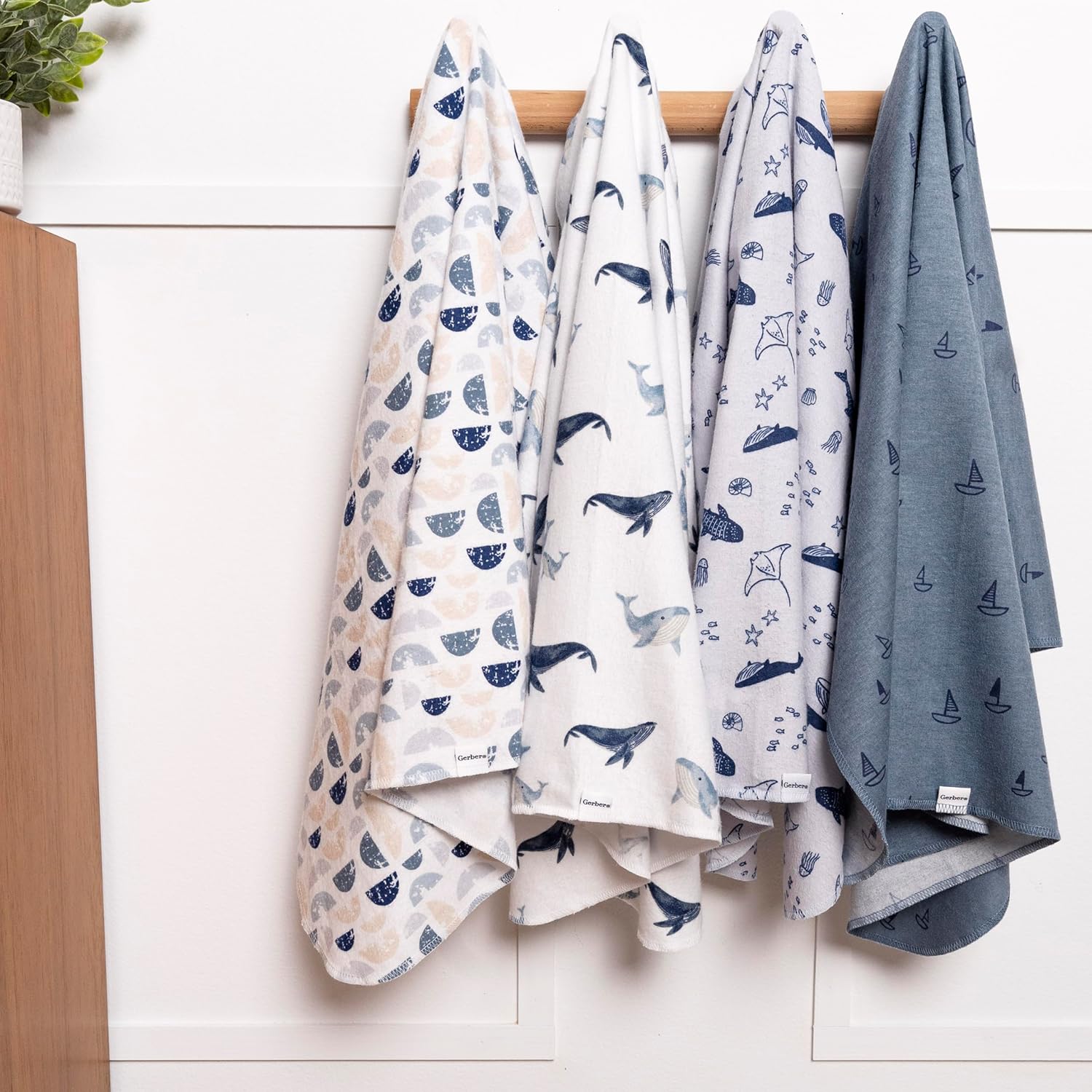 Gerber Unisex Flannel Receiving Blankets Pack of 4