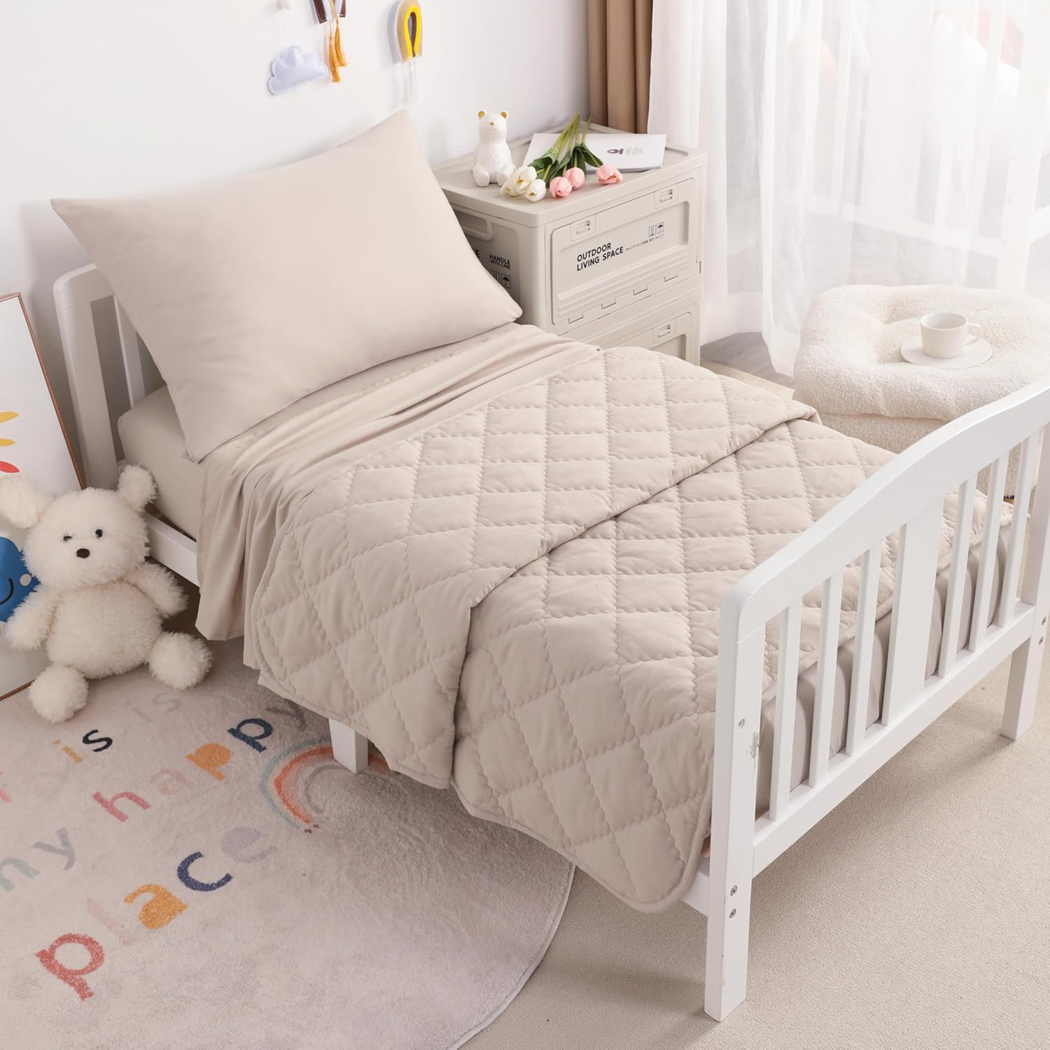 NTBAY Toddler Bedding Set - 4 Piece Taupe