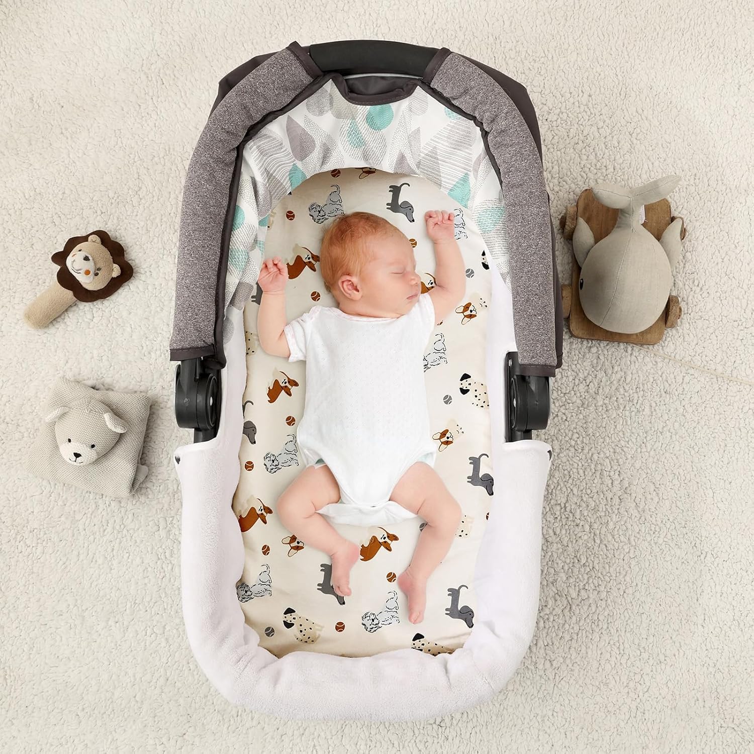 PHF 3 Pack Bassinet Sheets with Pet Dogs Design
