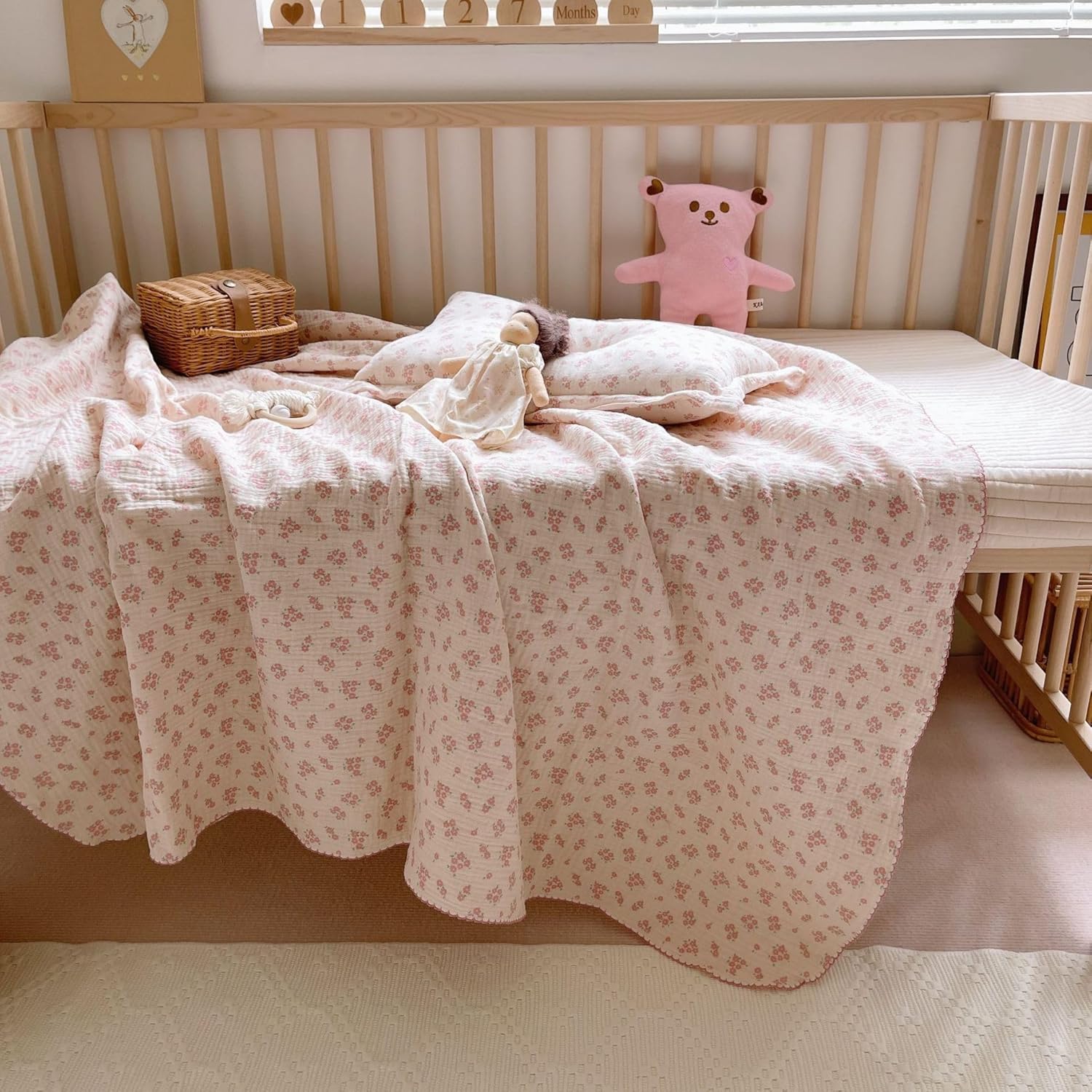 BuLuTu Cotton Muslin Baby Quilt 47x51
