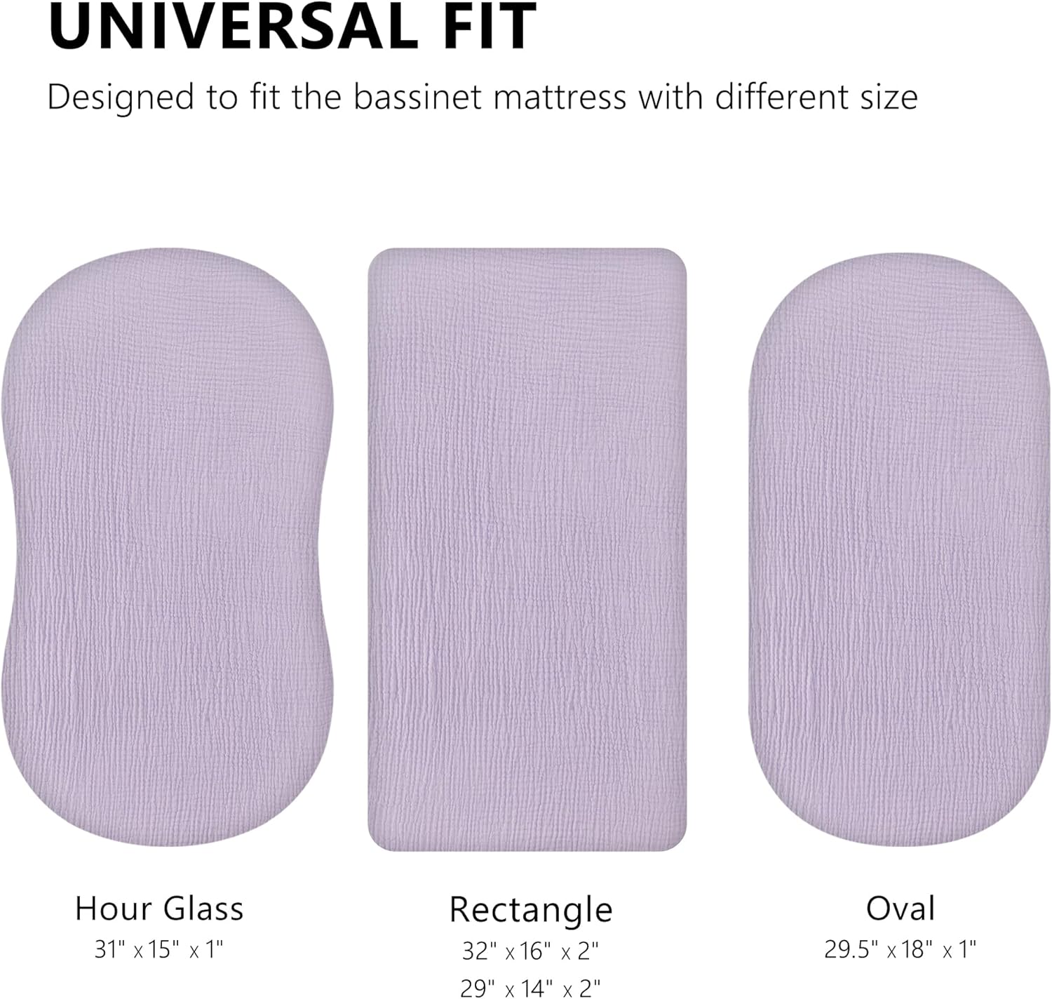 TILLYOU Muslin Bassinet Sheets 2 Pack Light Purple Pink