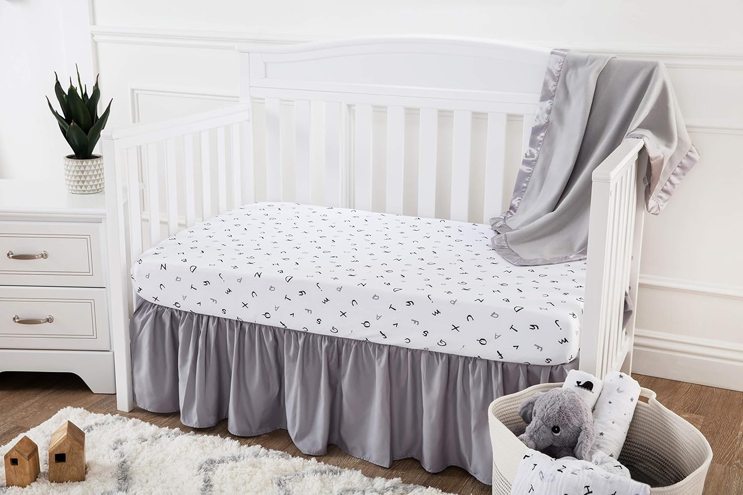 American Baby Company Ultra Soft Microfiber Ruffled Crib Skirt Grey