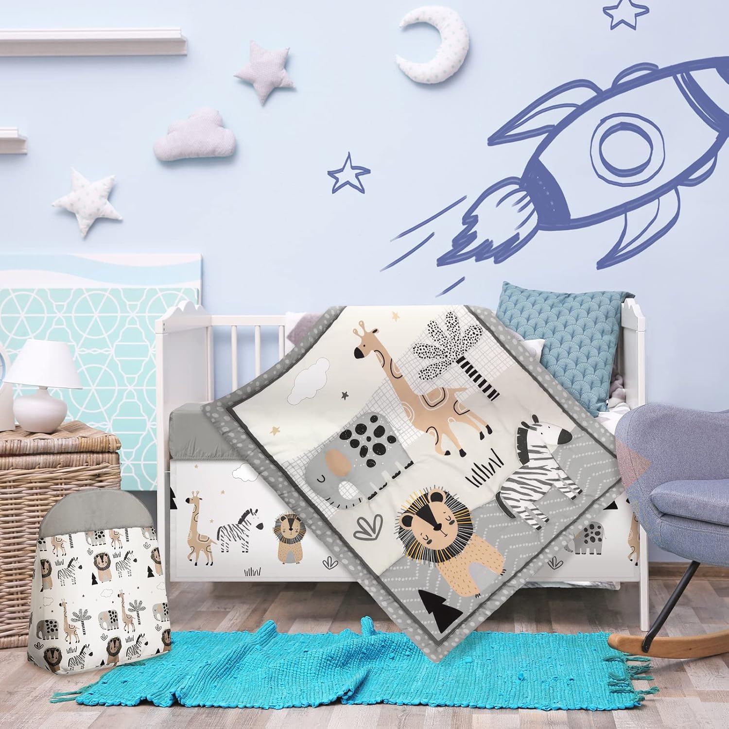 4 Piece Woodland Forest Animals Crib Bedding Set