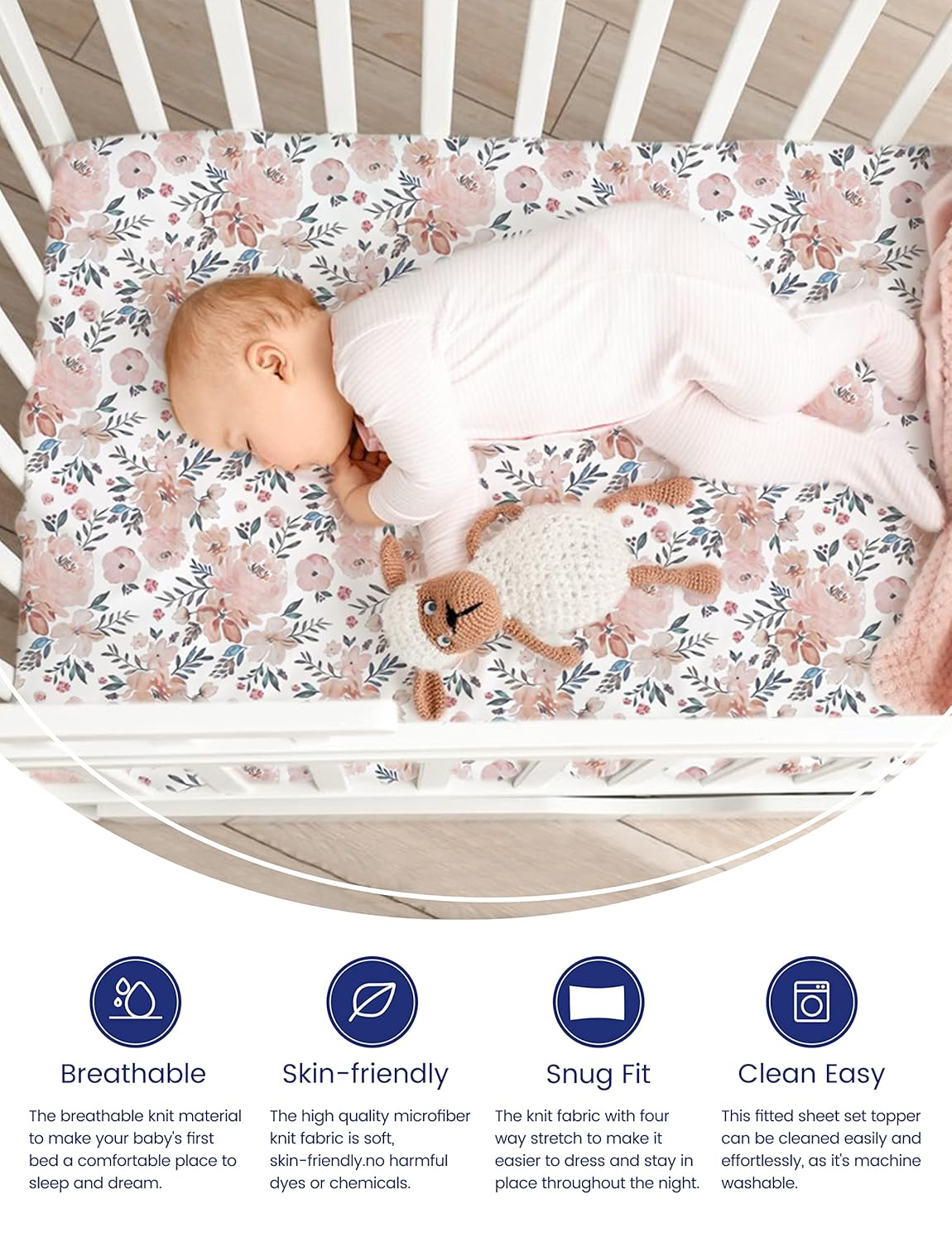 TotAha Premium Stretchy Crib Sheets 2-Pack - Hypoallergenic Silky Comfort Buttery Soft