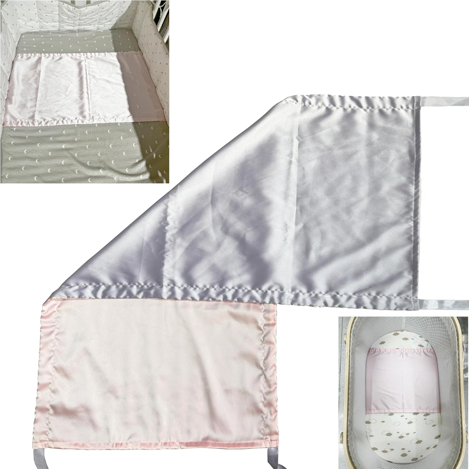 AKISS Satin Crib Sheet Pillow Cover Reversible for Baby