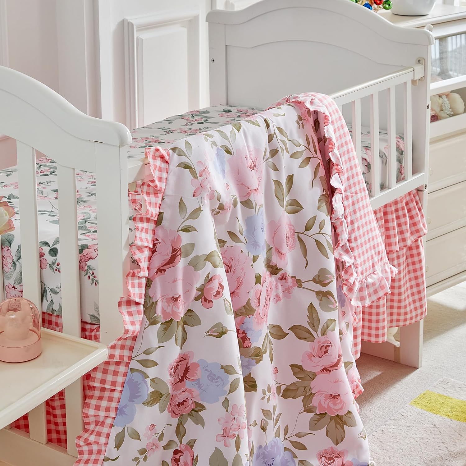 UOZZI BEDDING 3-Piece Floral Crib Bedding Set