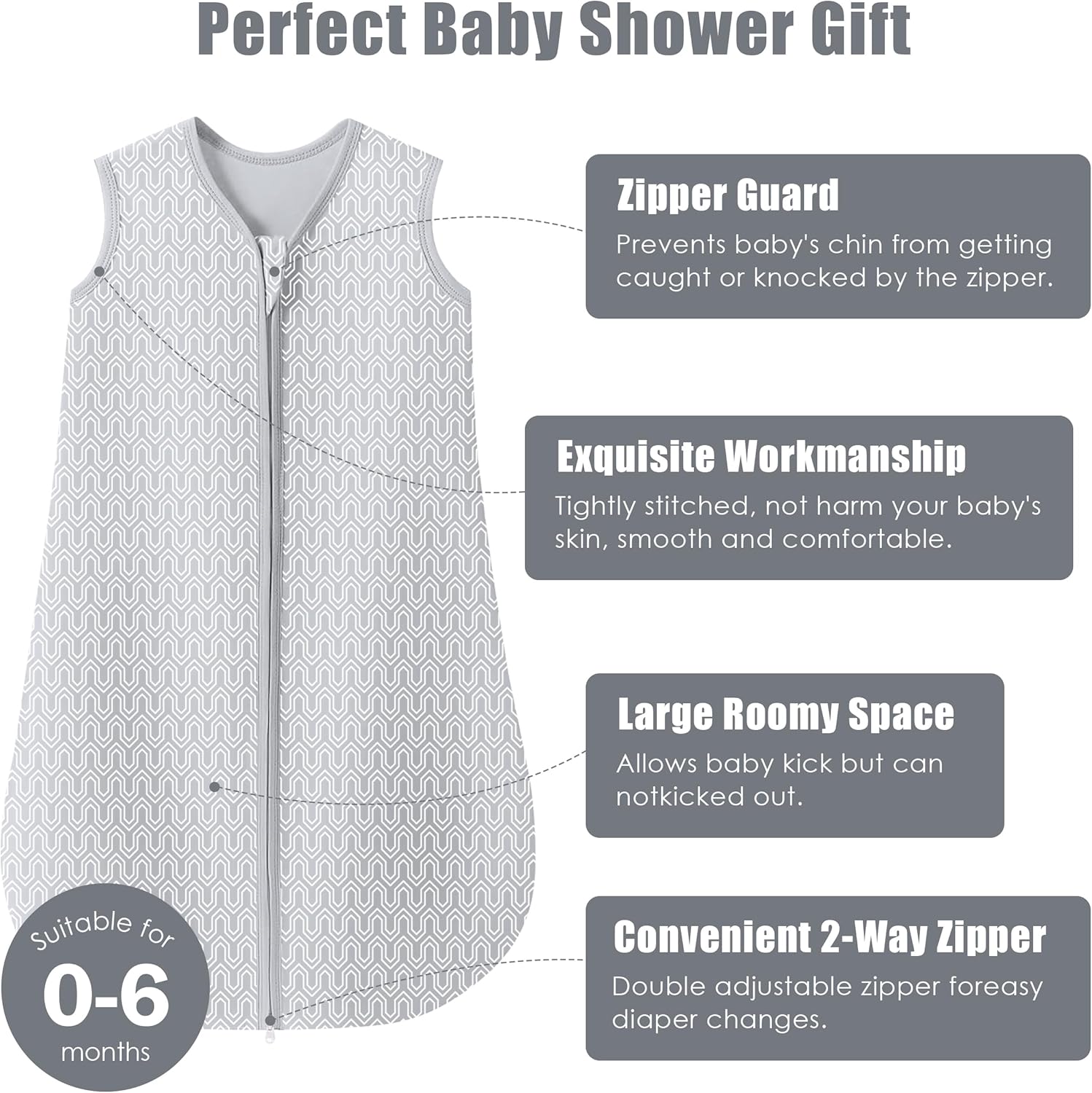 SWEET DOLPHIN 3-Pack Baby Sleep Sacks 0-6 Months