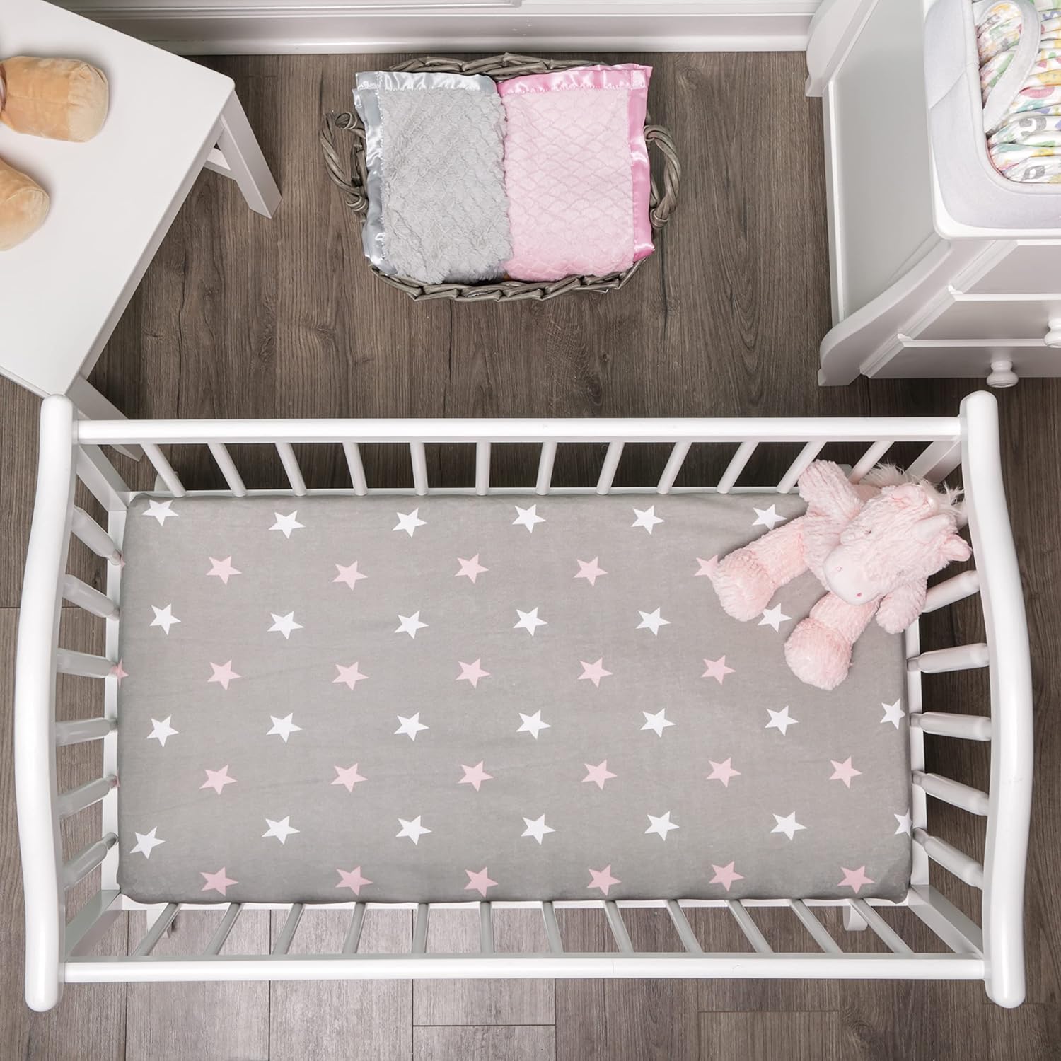EVERYDAY KIDS 2 Pack Cradle Sheets - Pink Purple Owl Heart Star 100 Cotton