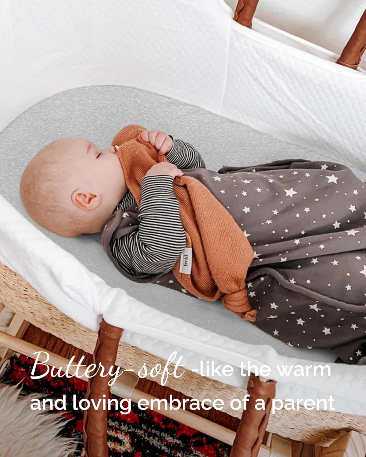 TotCare Bassinet Sheets 3 Pack - Navy Grey Cloud 1