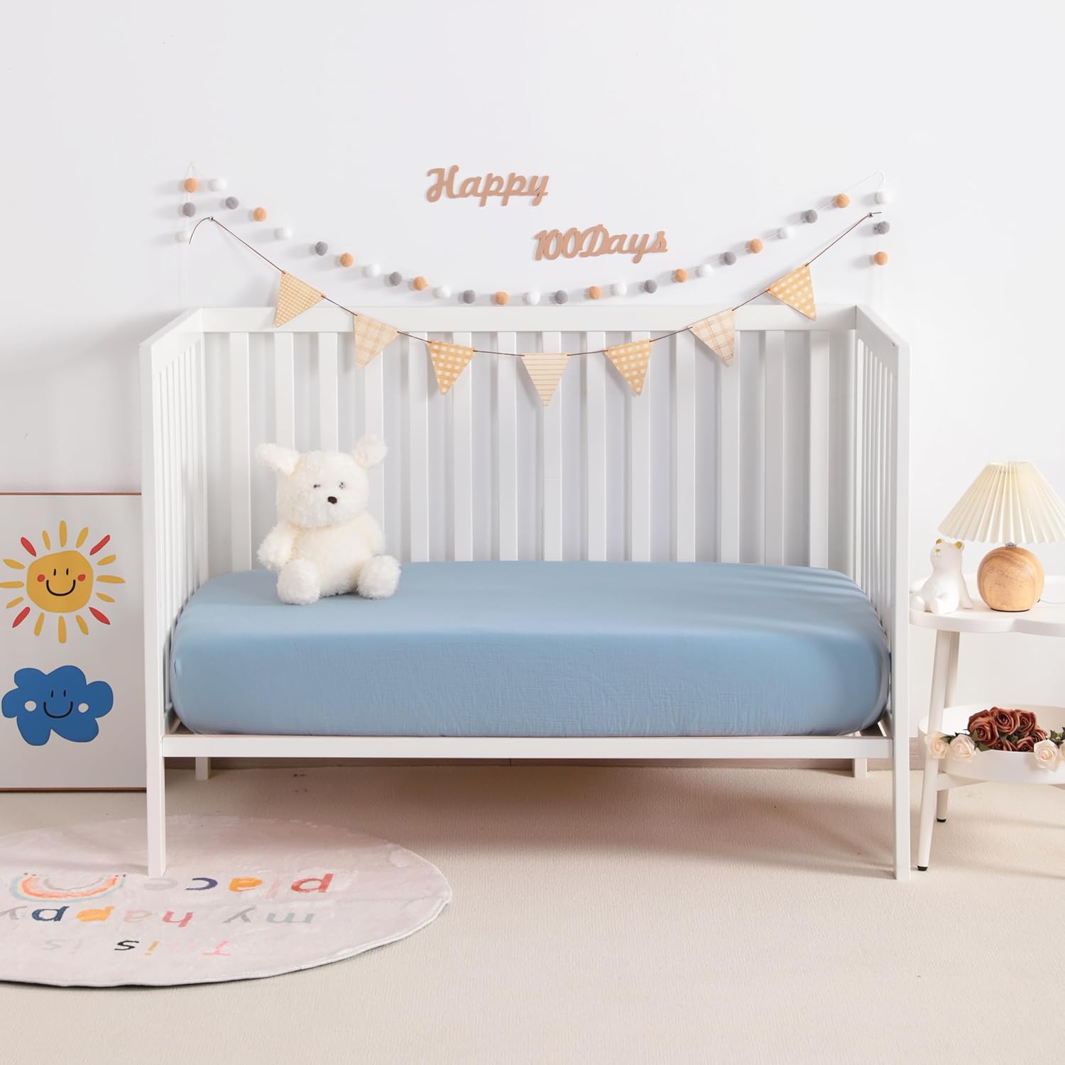 NTBAY 2 Pack Muslin Crib Sheets Soft Breathable 24x38 Inches