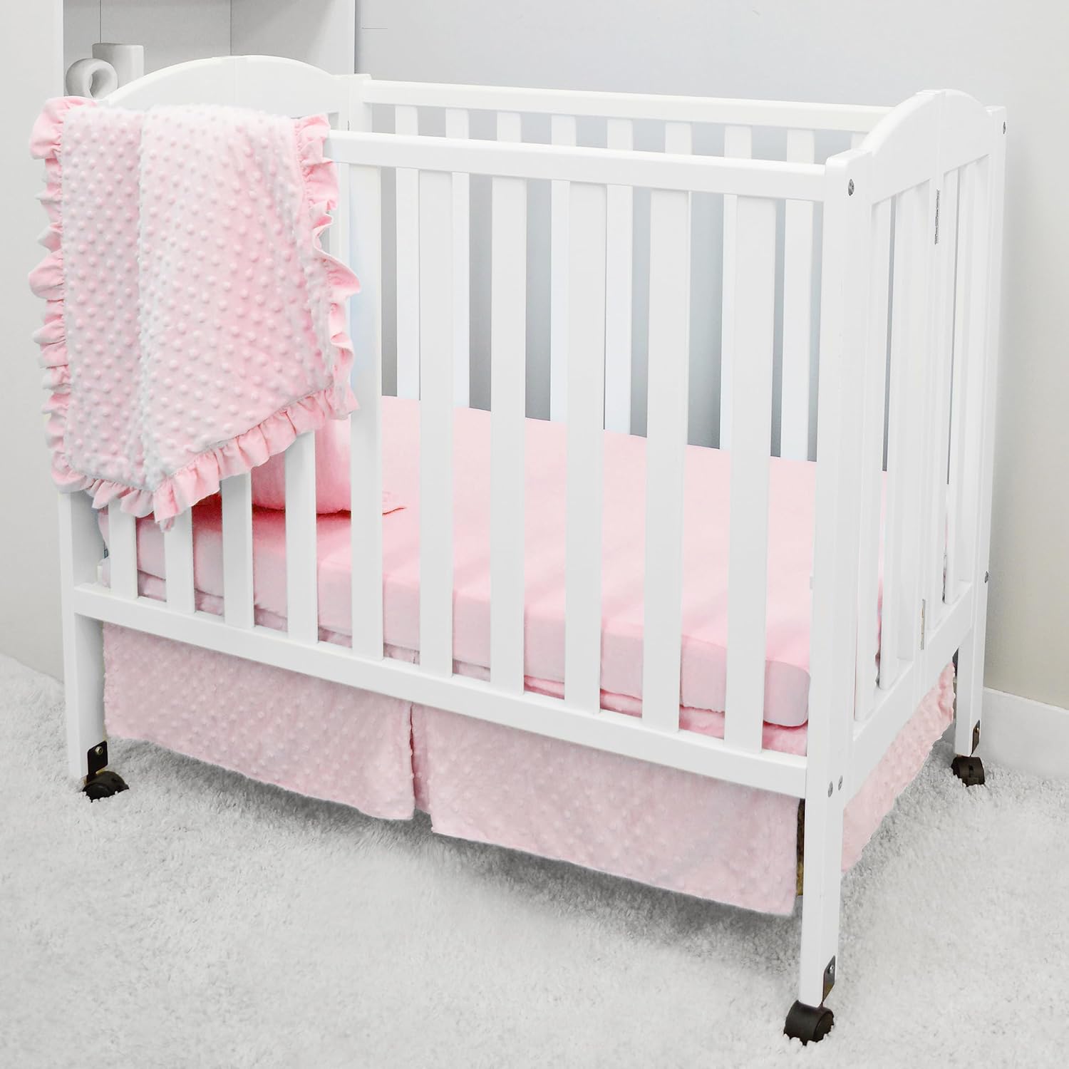 American Baby Company Heavenly Soft Minky Dot Crib Bedding Set Pink 1
