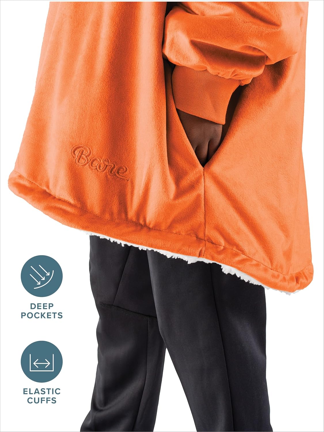 Bare Home Wearable Blanket Hoodie - Soft Plush Sherpa