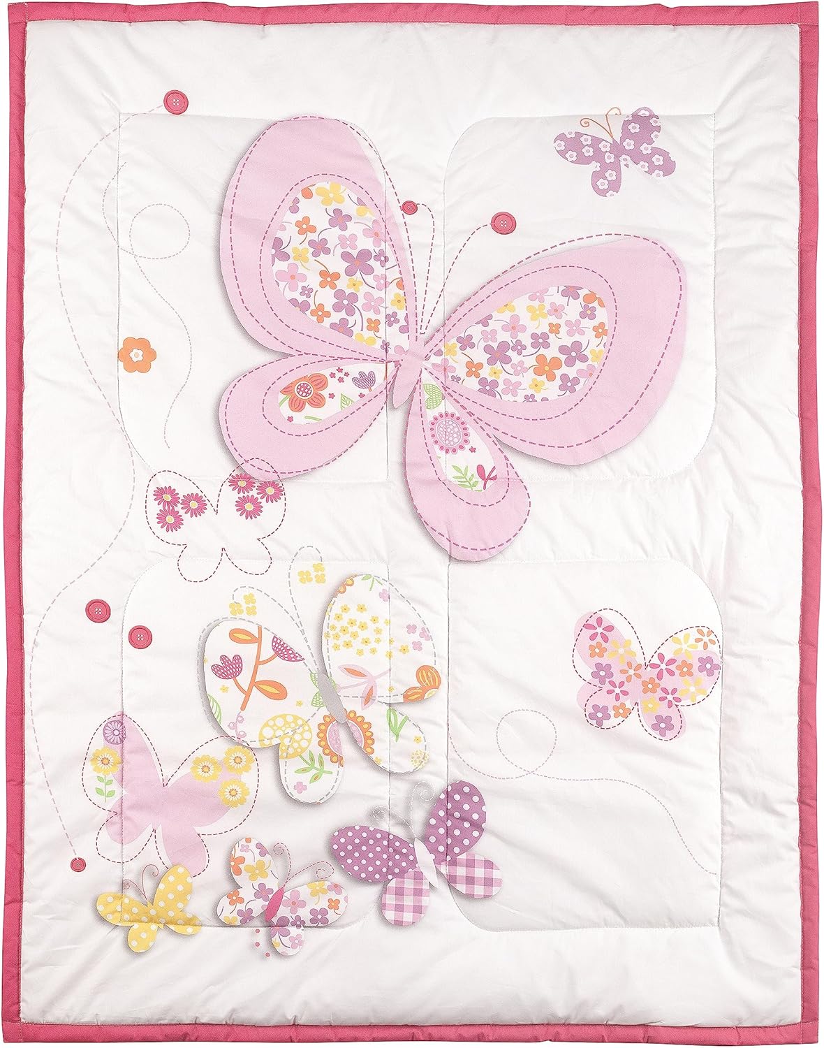 Bedward 100 Cotton Crib Bedding Set - Floral Butterfly Design