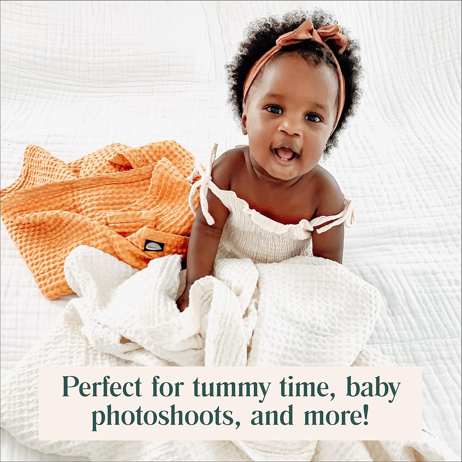 Simka Rose Waffle Cotton Baby Blanket - Soft and Breathable for Newborns