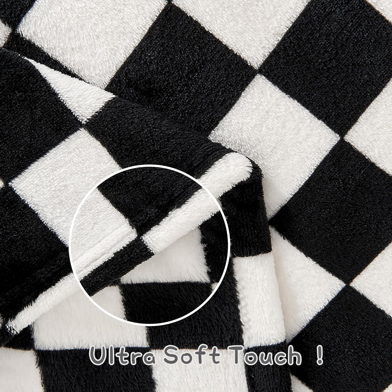 Yurhap Checkered Baby Blanket Fleece 30x40 Black