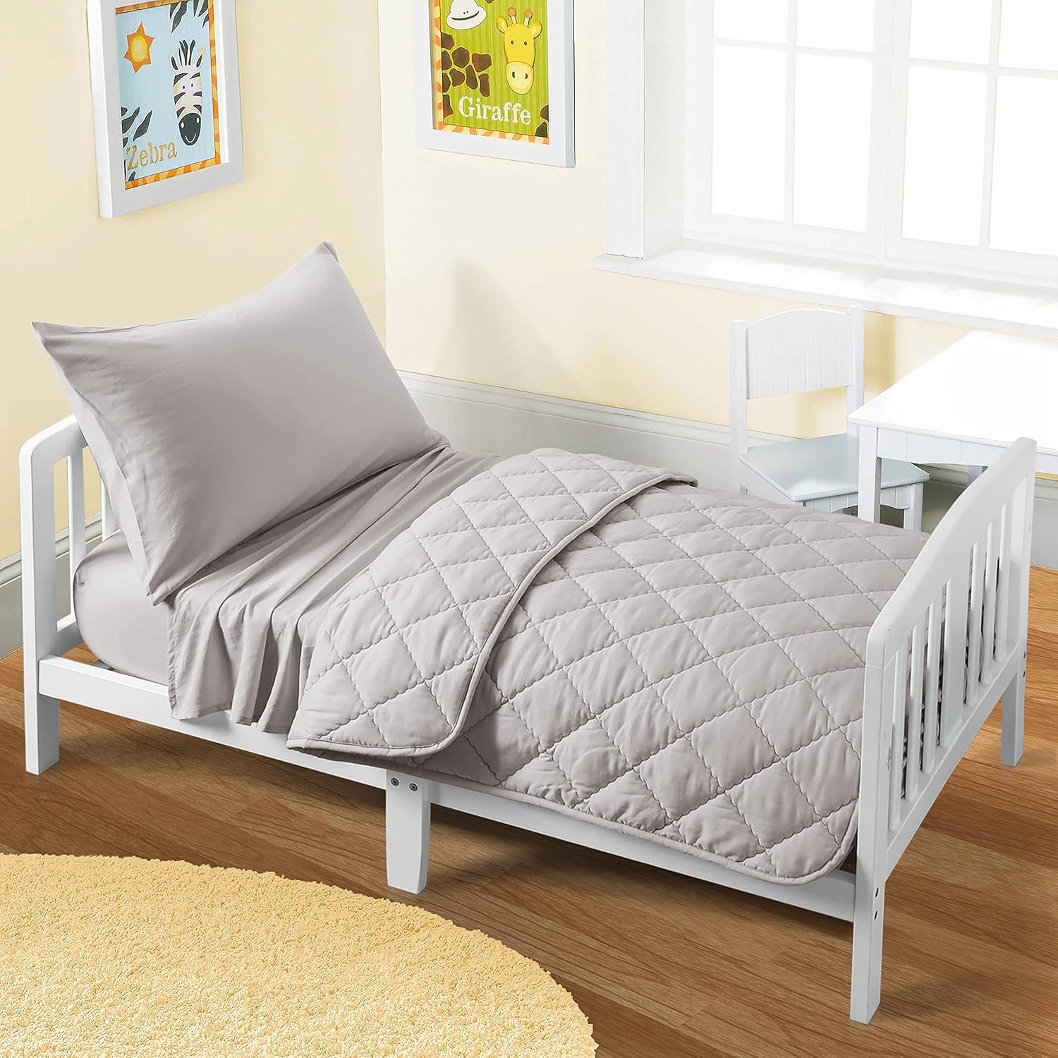 FLXXIE 4 Piece Toddler Bedding Set in Smoke Grey