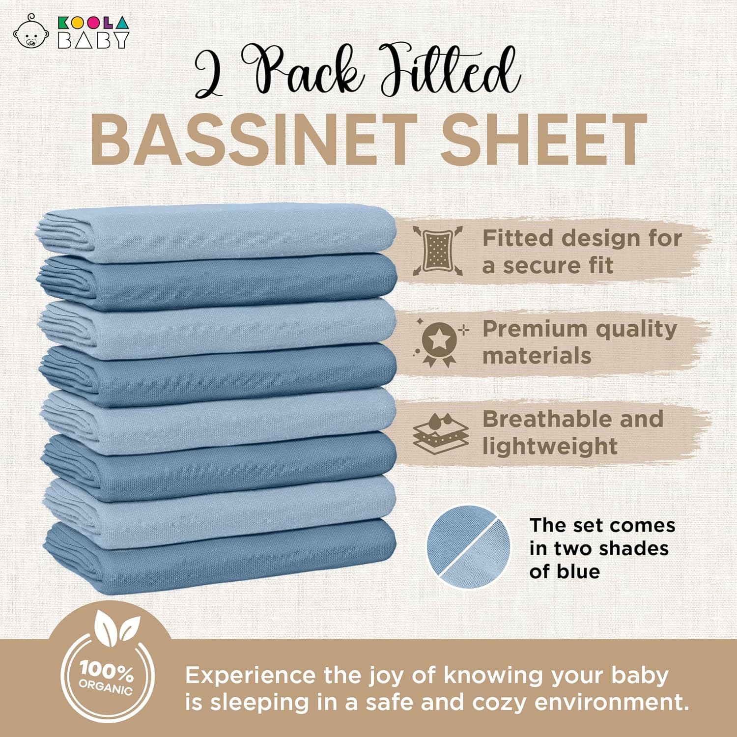 KoolerThings Bassinet Sheets - 100 Organic Cotton 2 Pack 1