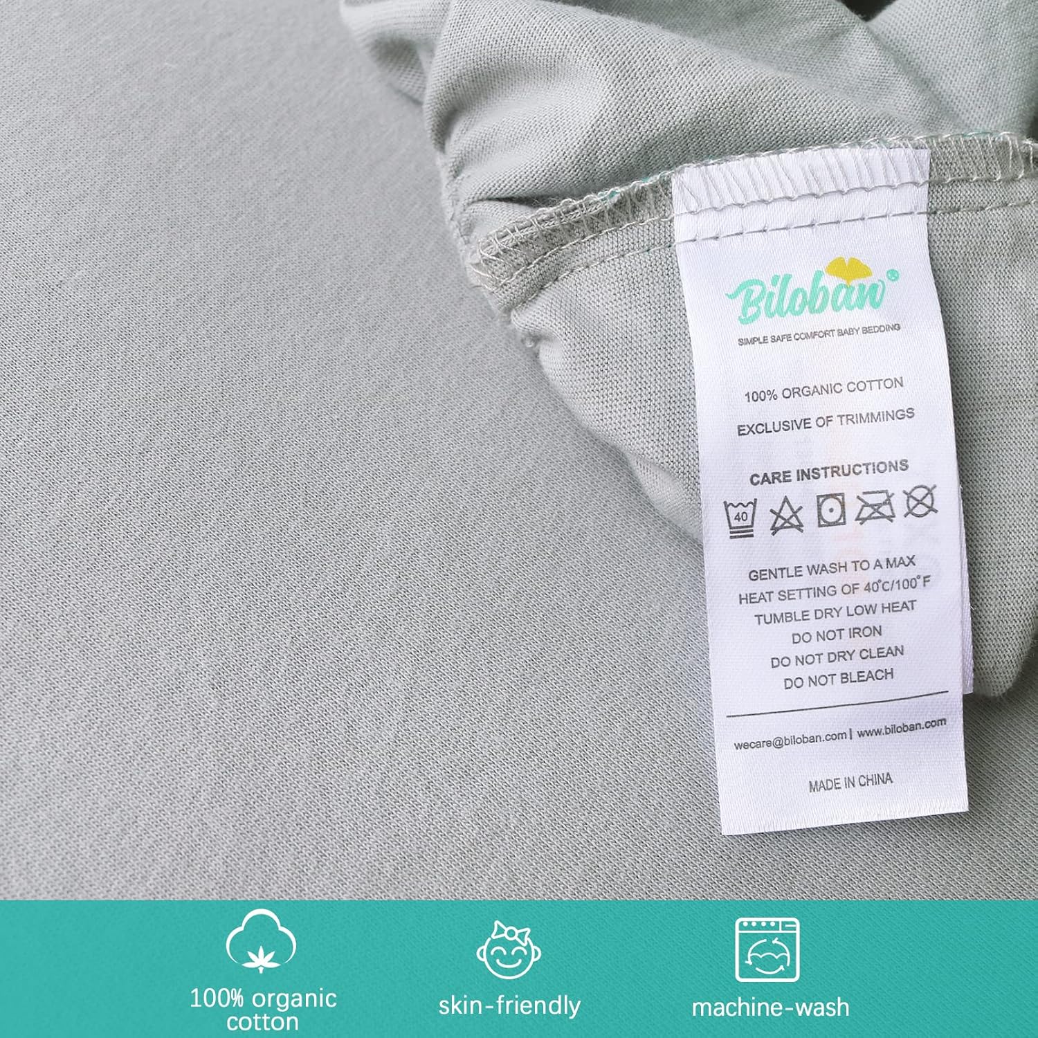 Biloban Bassinet Sheets 2 Pack Gray 100 Cotton 1
