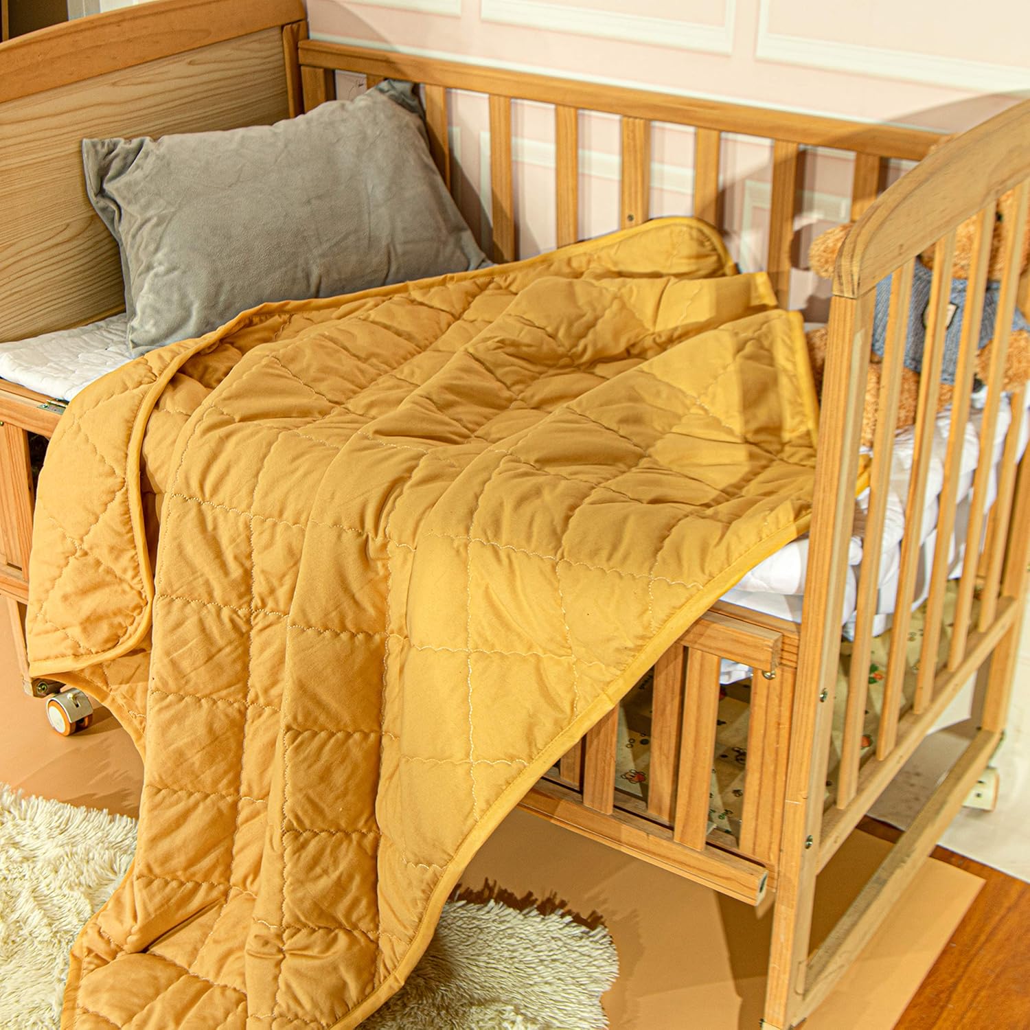 NTBAY Down Alternative Toddler Quilt 39x47 Inches Yellow