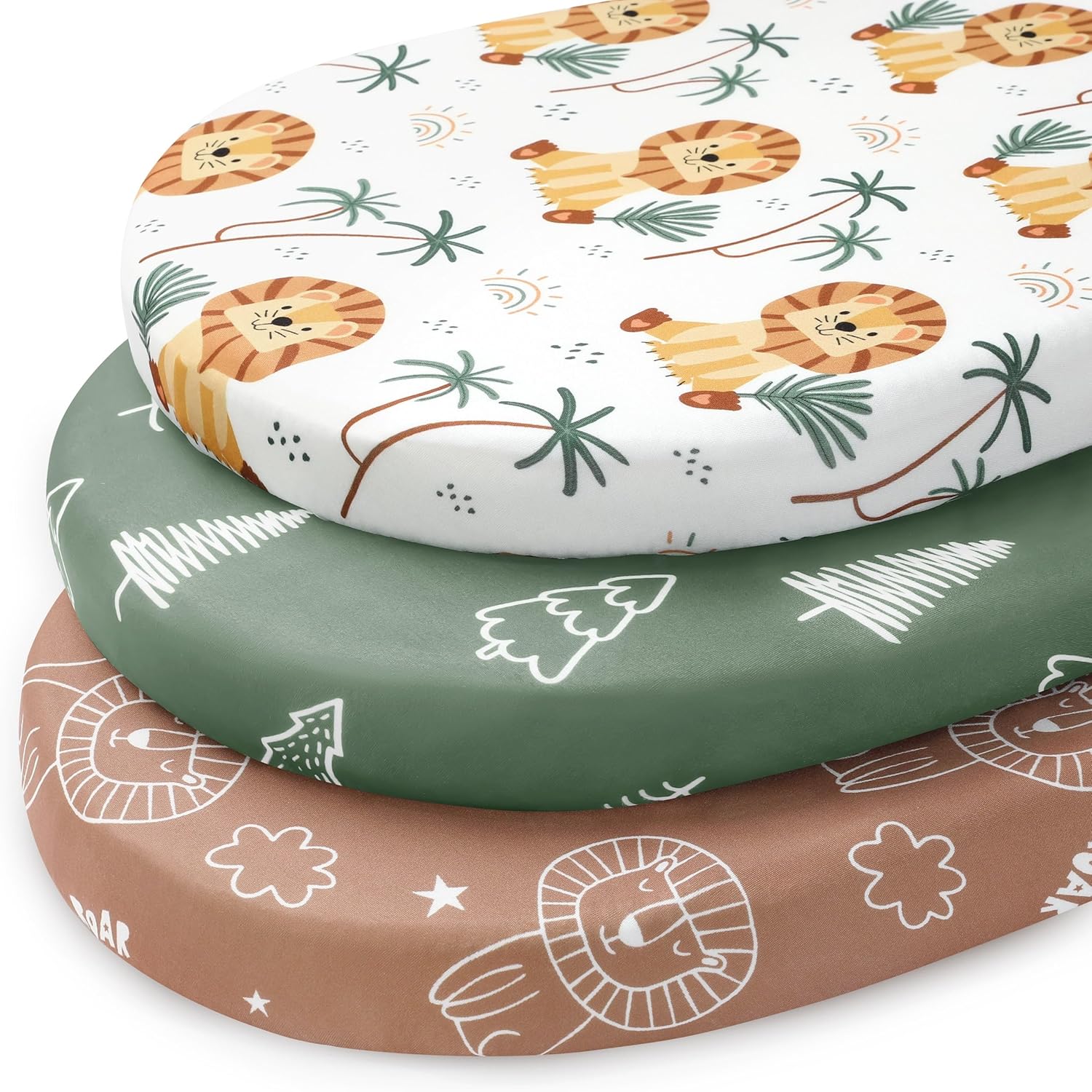 FIEMOL Baby Bassinet Sheets 3 Pack Brown Lion