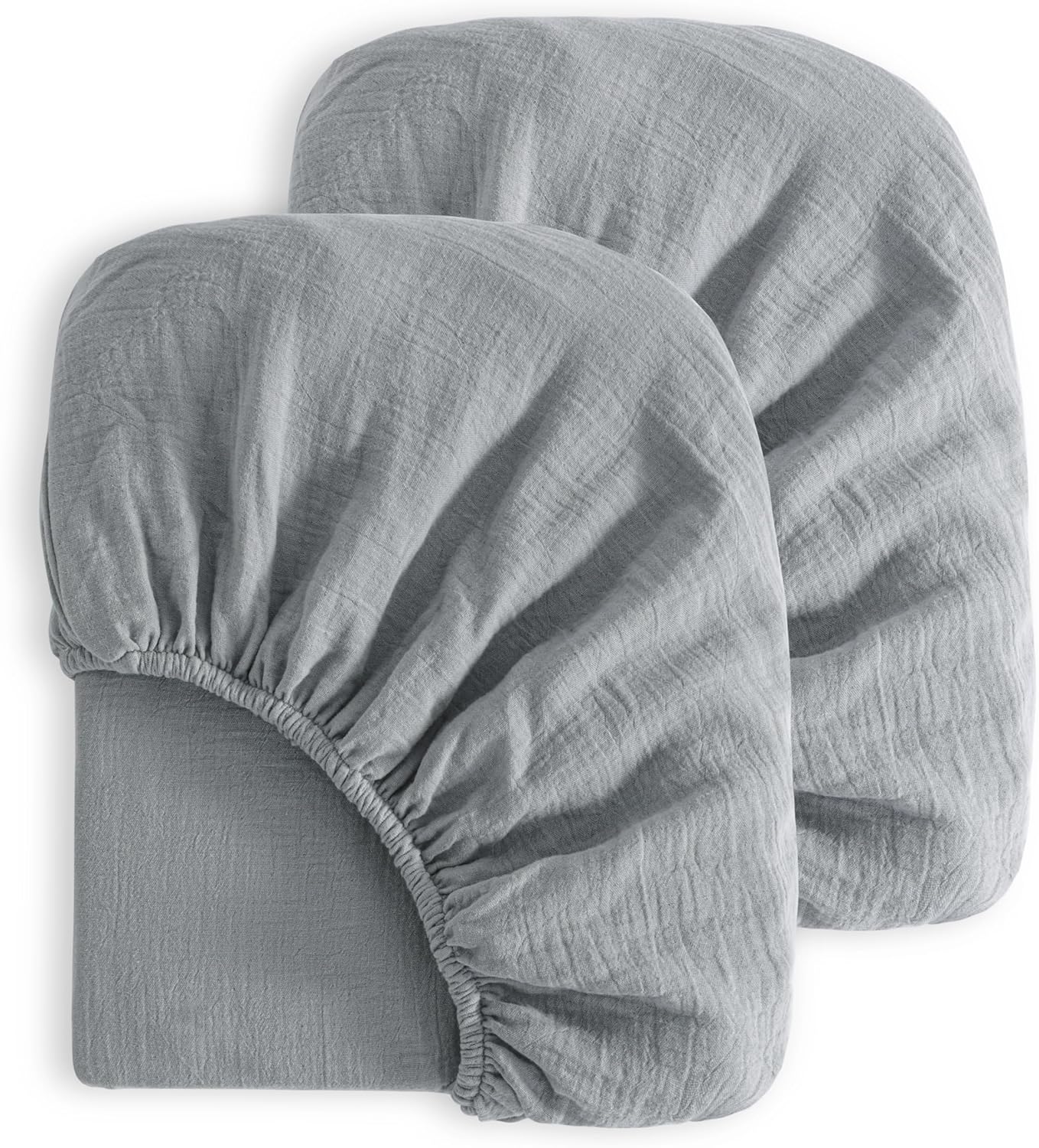 NTBAY 2 Pack Muslin Crib Sheets Soft Breathable Double Layer 24x38 Inches