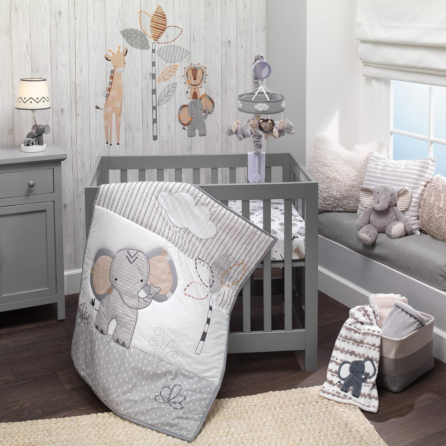 Lambs Ivy Jungle Safari Elephant 3-Piece Crib Bedding Set