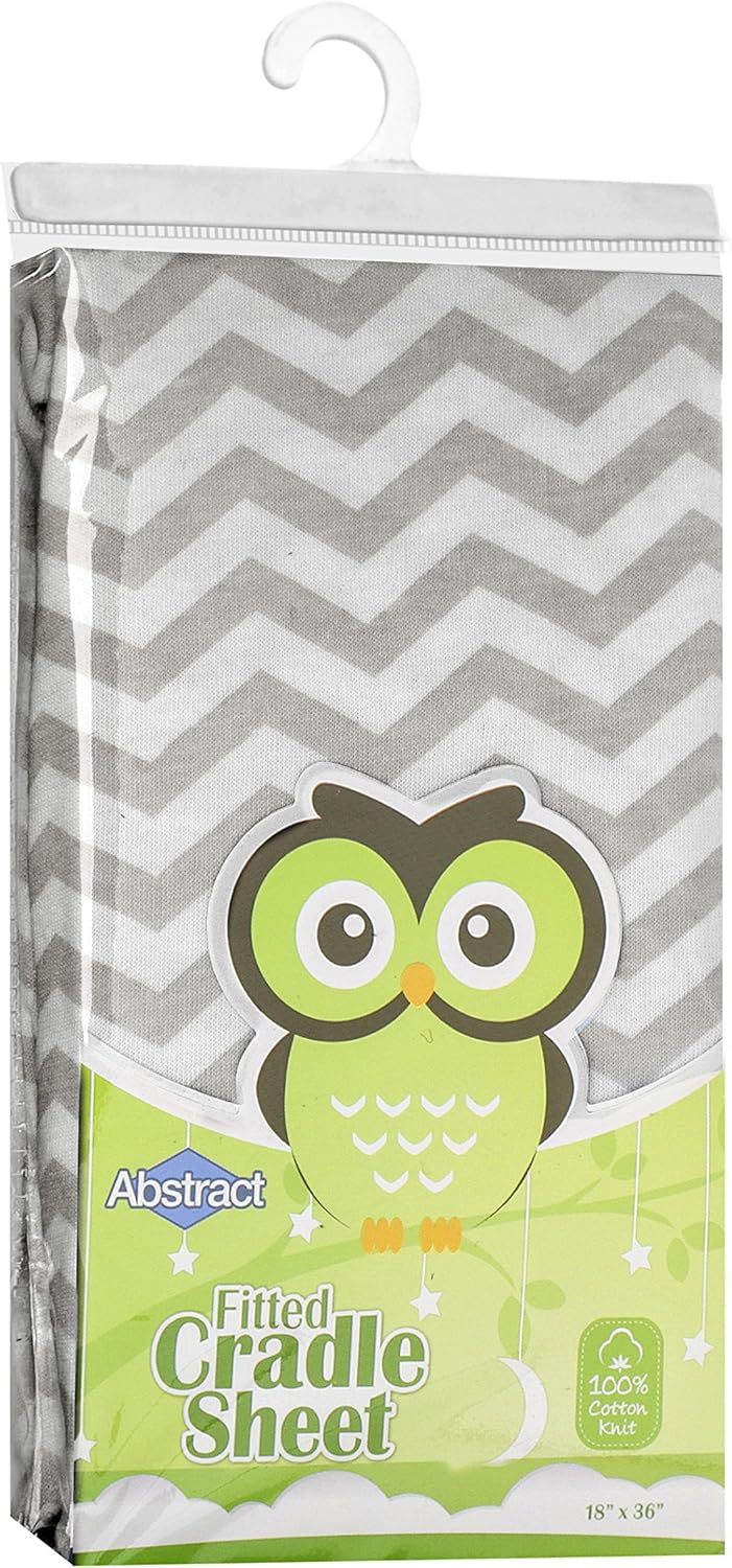 Abstract Jersey Cotton Cradle Sheets - Ultra Soft 18 x 36 Zigzag Grey
