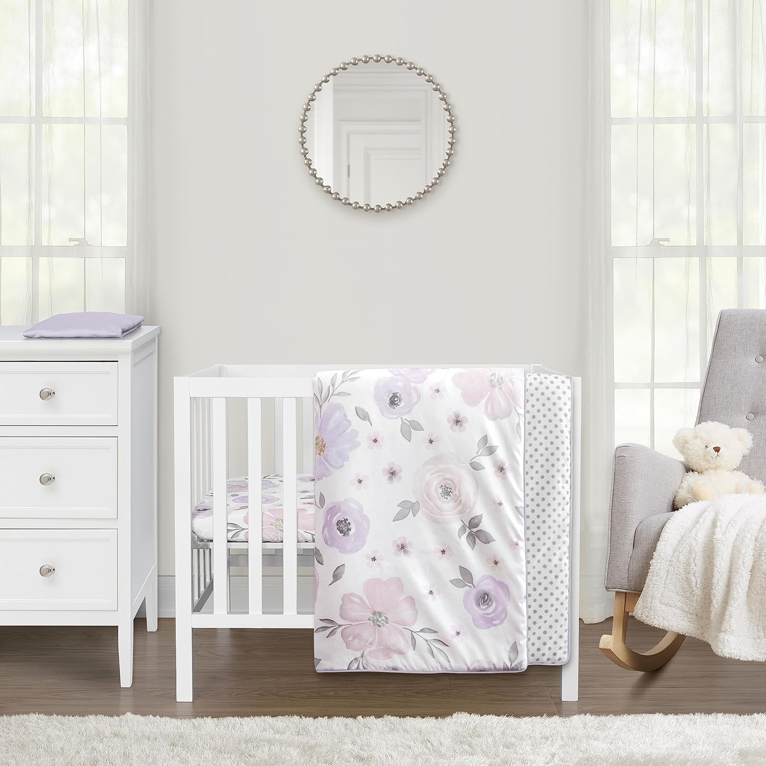 Sweet Jojo Designs Boho Floral Mini Crib Bedding Set 1