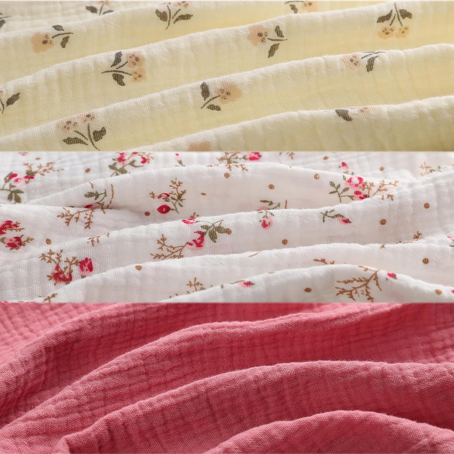 Onacosht Muslin Bassinet Sheets 3 Pack Solid Pink and Floral 1