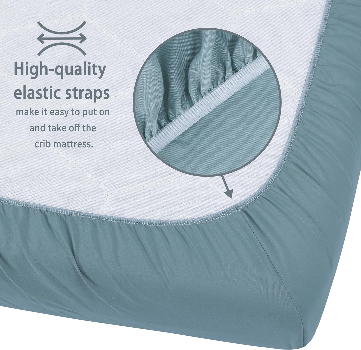 GUNTAIL 2 Pack Crib Sheets Dark Green Dark Grey