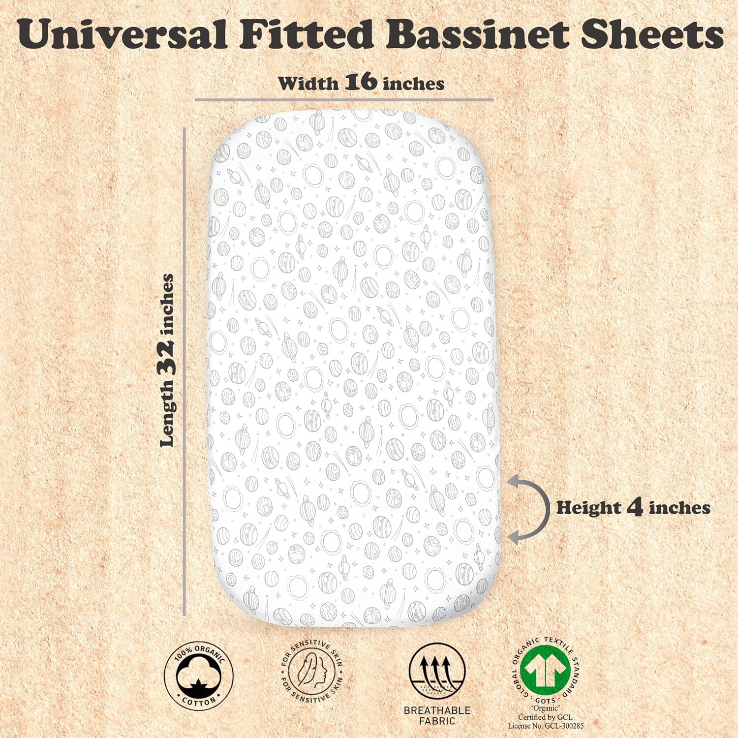 Bublo Baby Bassinet Sheets 2-Pack - Organic Cotton Breathable Cozy