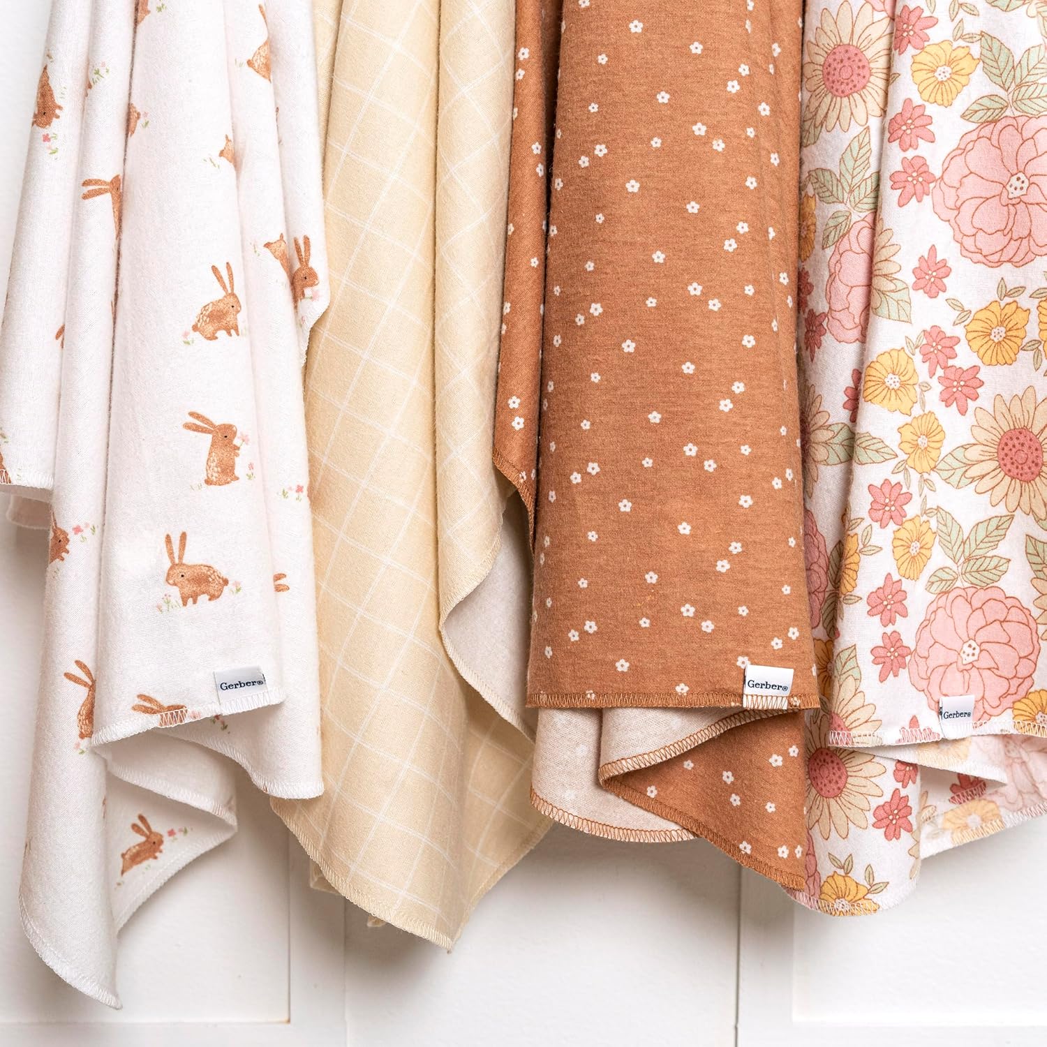 Gerber Unisex 100 Cotton Flannel Receiving Blankets Pack of 4