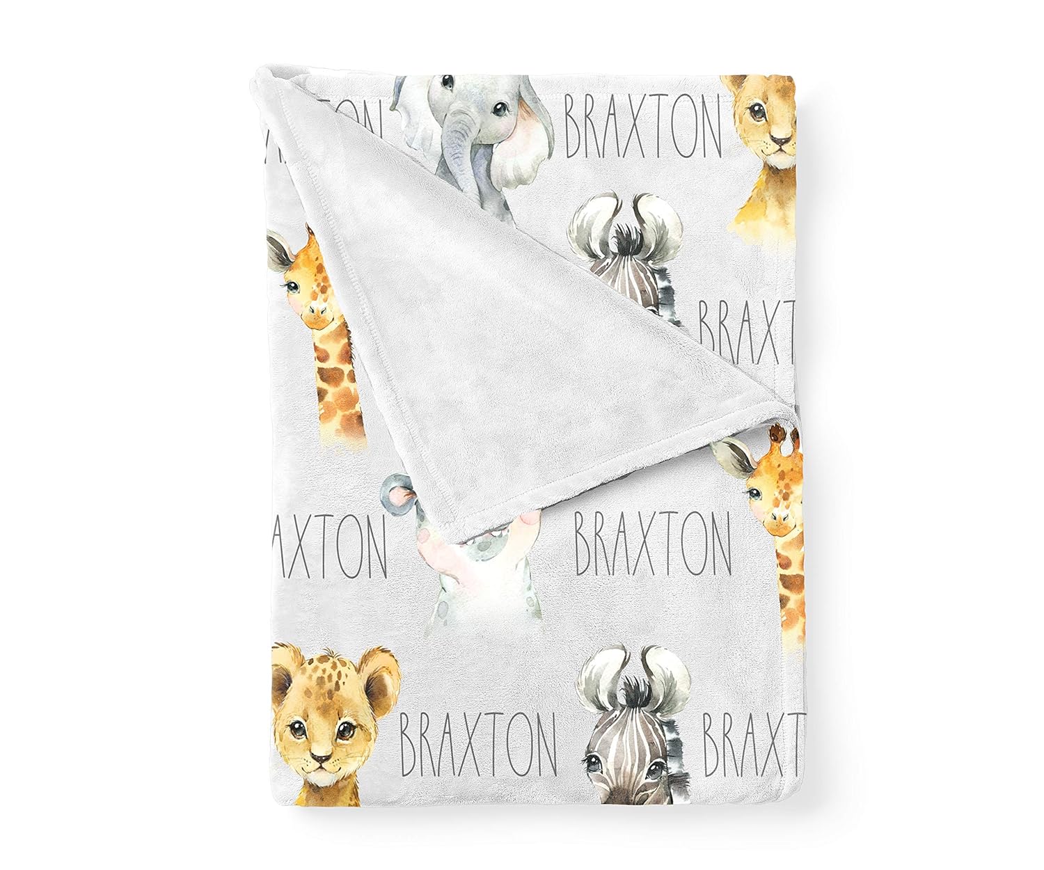 Baby Boy Personalized Safari Animal Swaddle Blanket 1