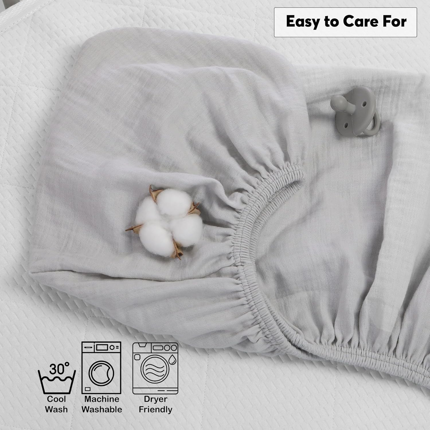 Cottonsis Muslin Crib Sheet - Cloudy Gray 52x28 1