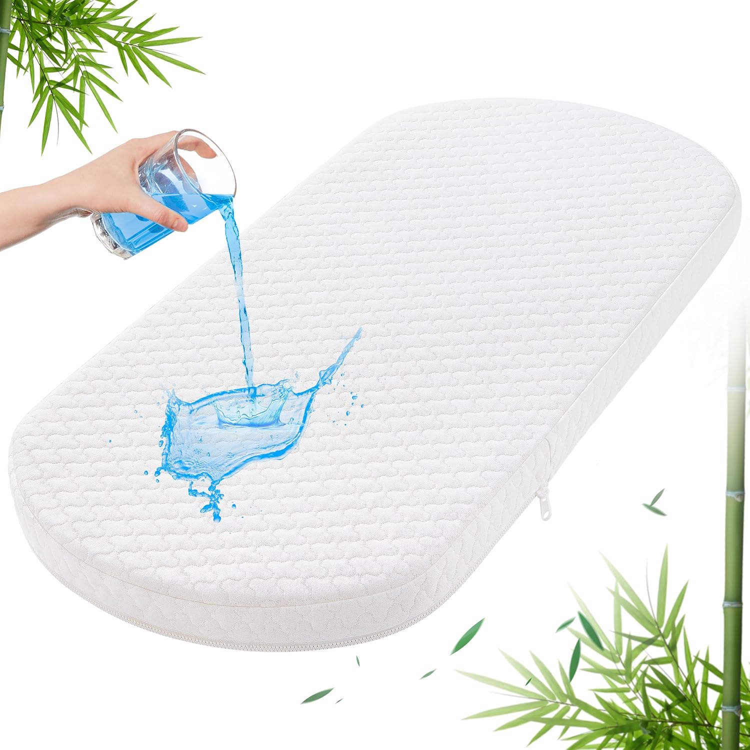 Pro Goleem Bassinet Mattress Pad 32x16 Oval Waterproof Bamboo Cover
