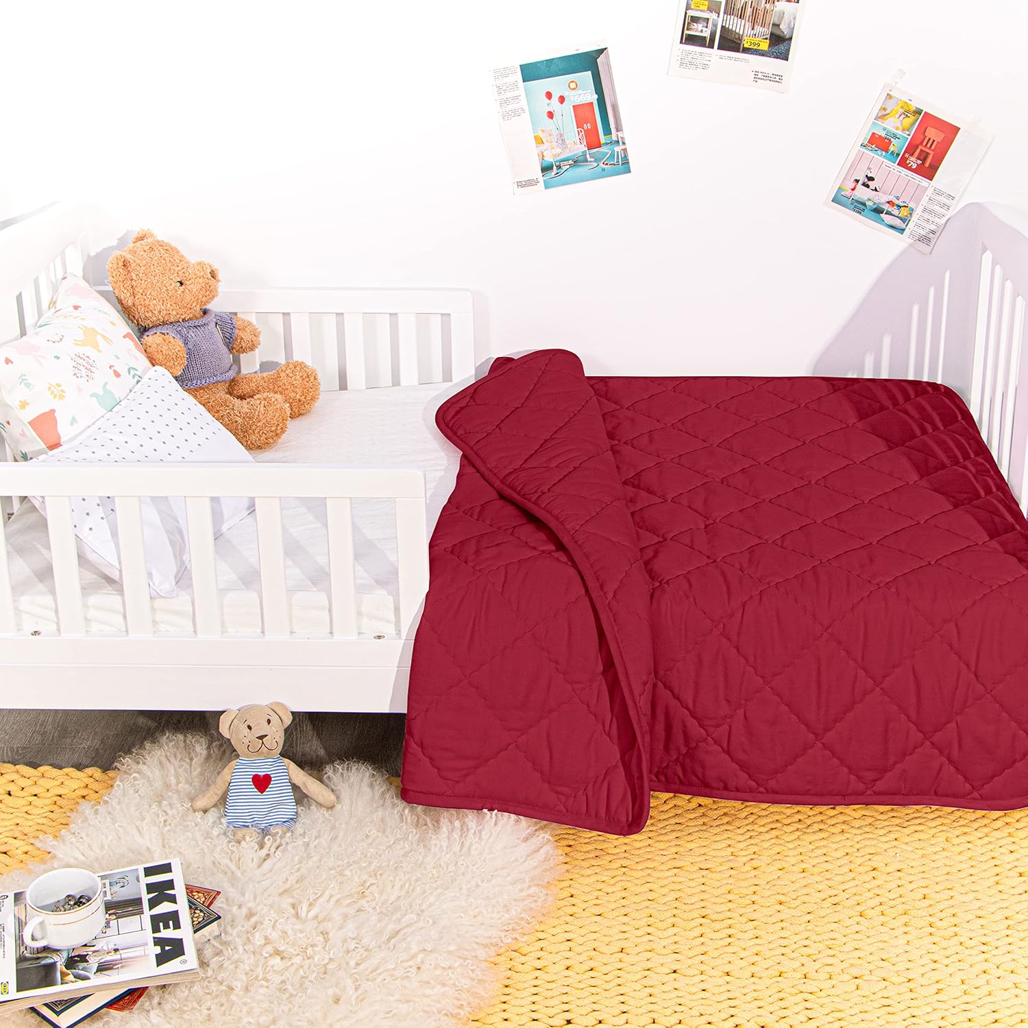 Organictune Microfiber Toddler Quilt 39x47 Inches Red