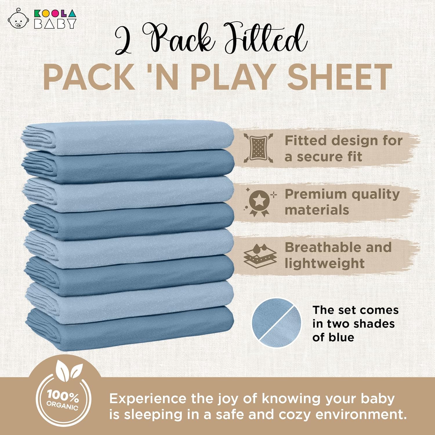 KoolerThings Pack and Play Sheets 2 Pack - Soft Jersey Cotton Playard Mattress Covers