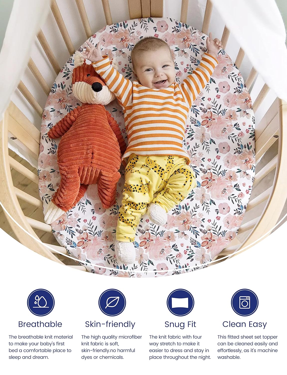 TotAha Premium Stretchy Bassinet Sheets 2-Pack 1